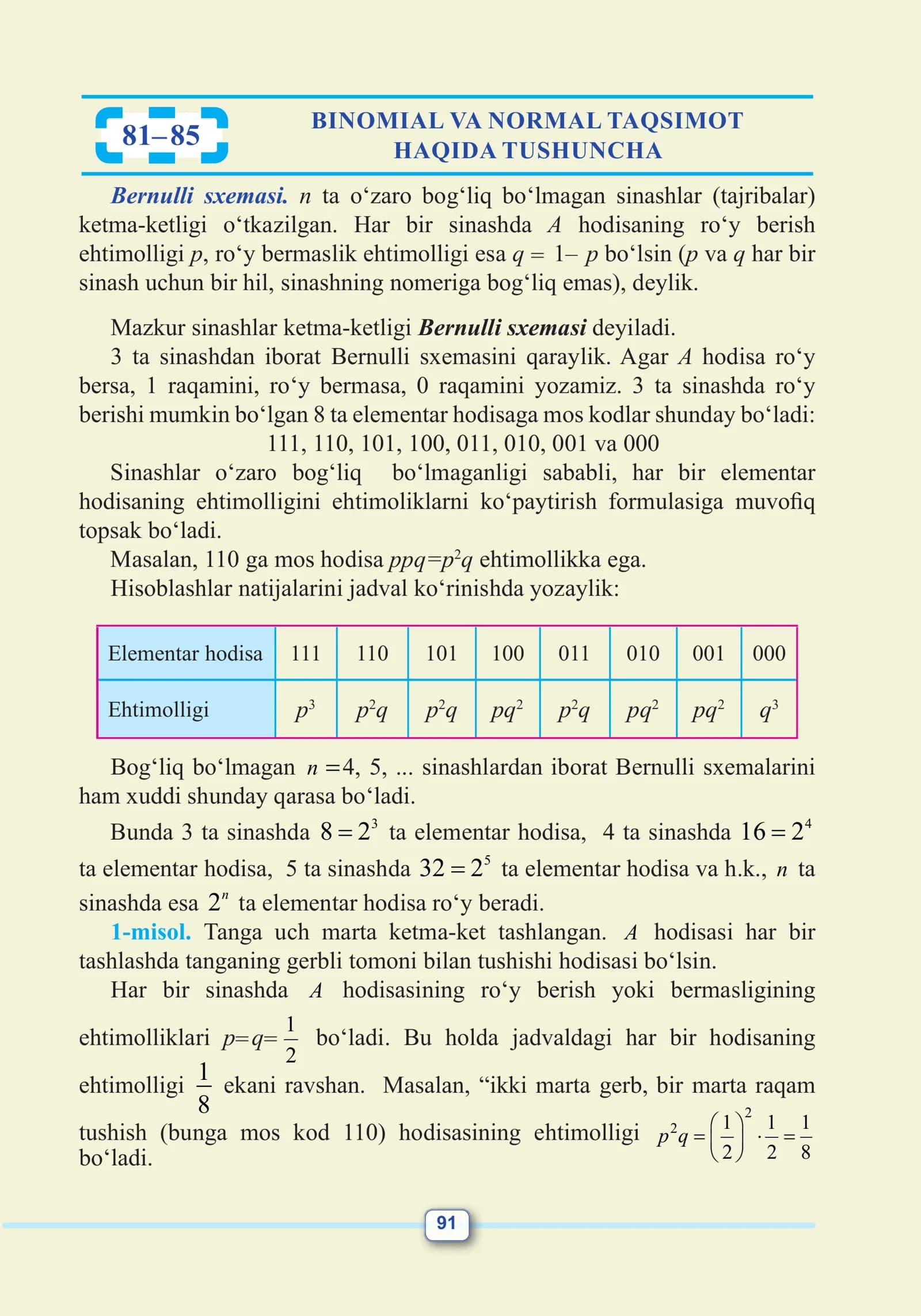 Binomial va Normal Taqsimot Haqida Tushuncha