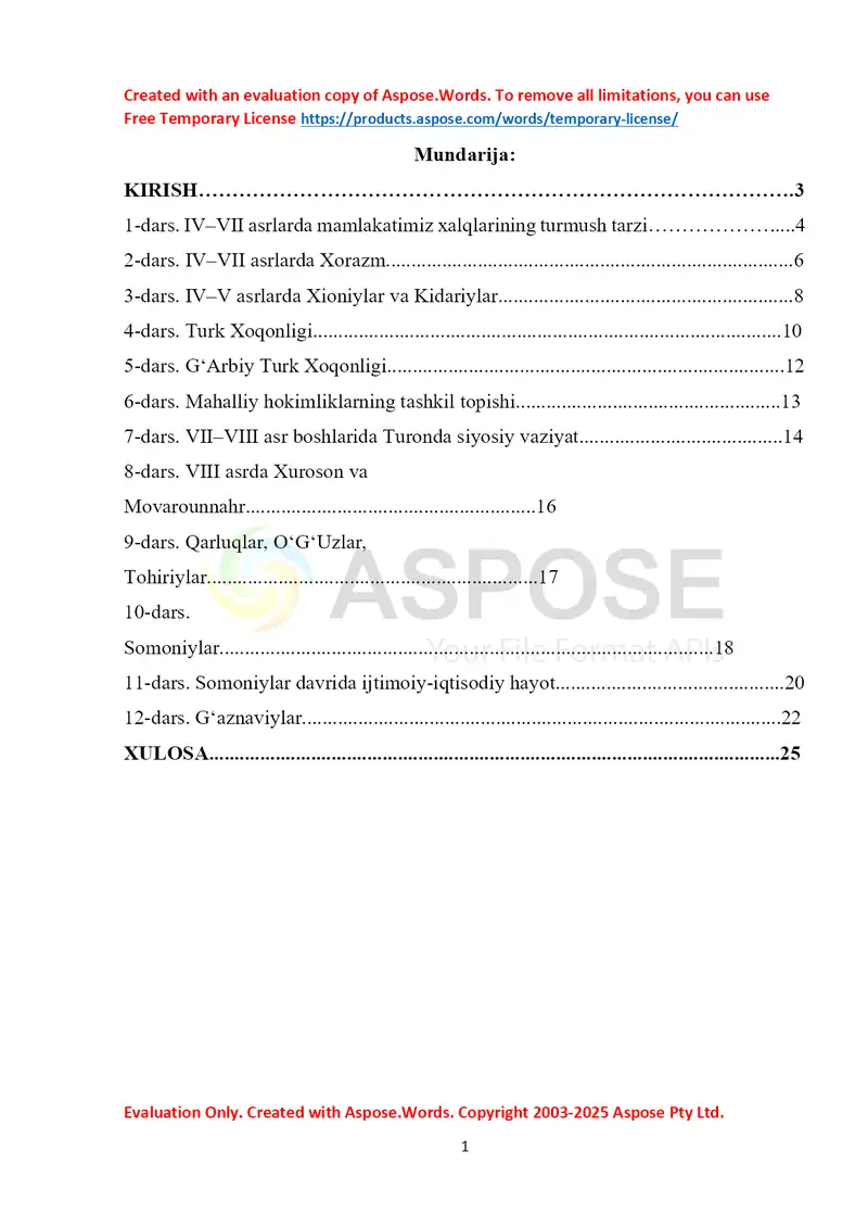 7-sinf O'zbekiston tarixi konspektlar