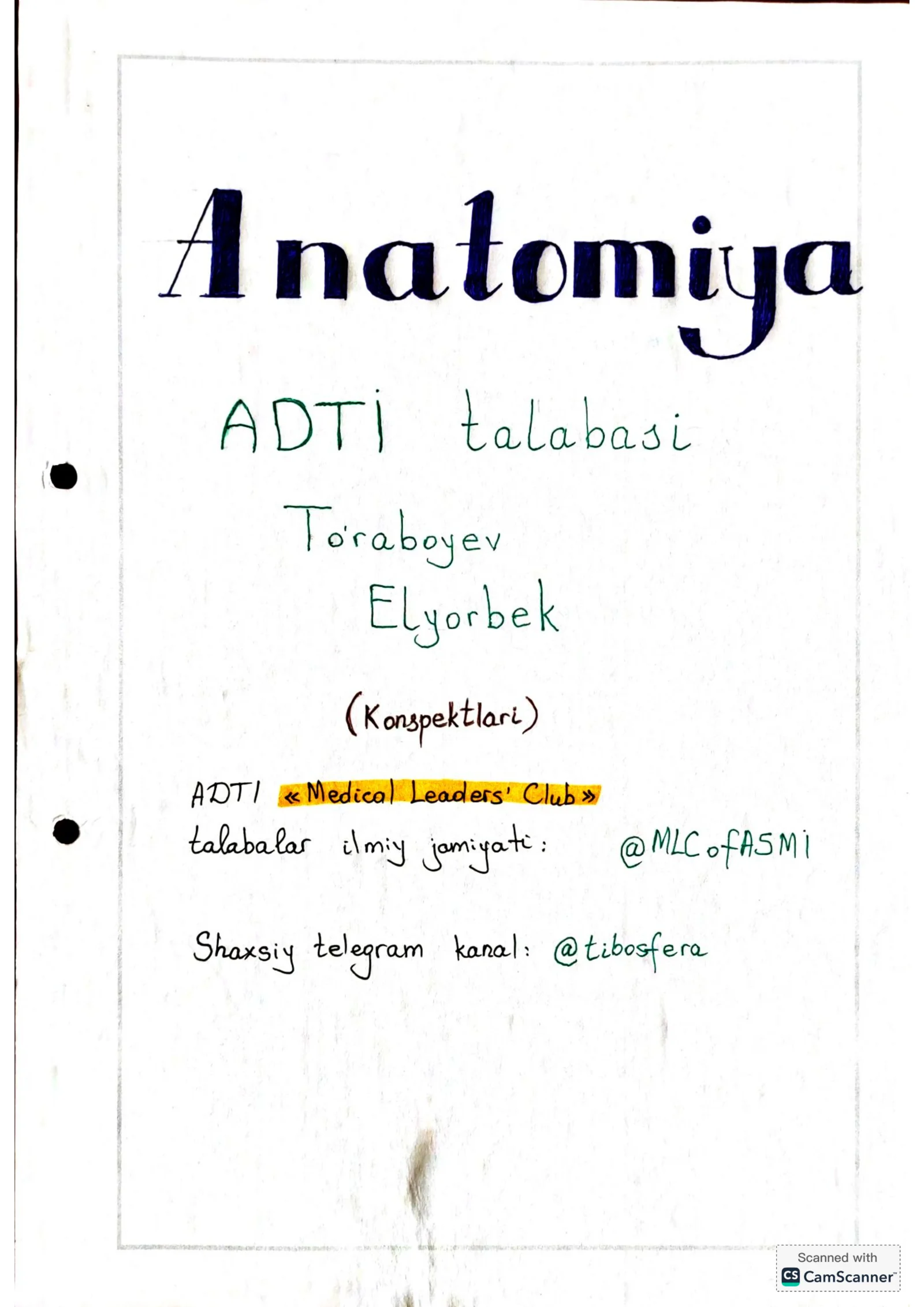 Anatomiya mustaqil ôrganishga
