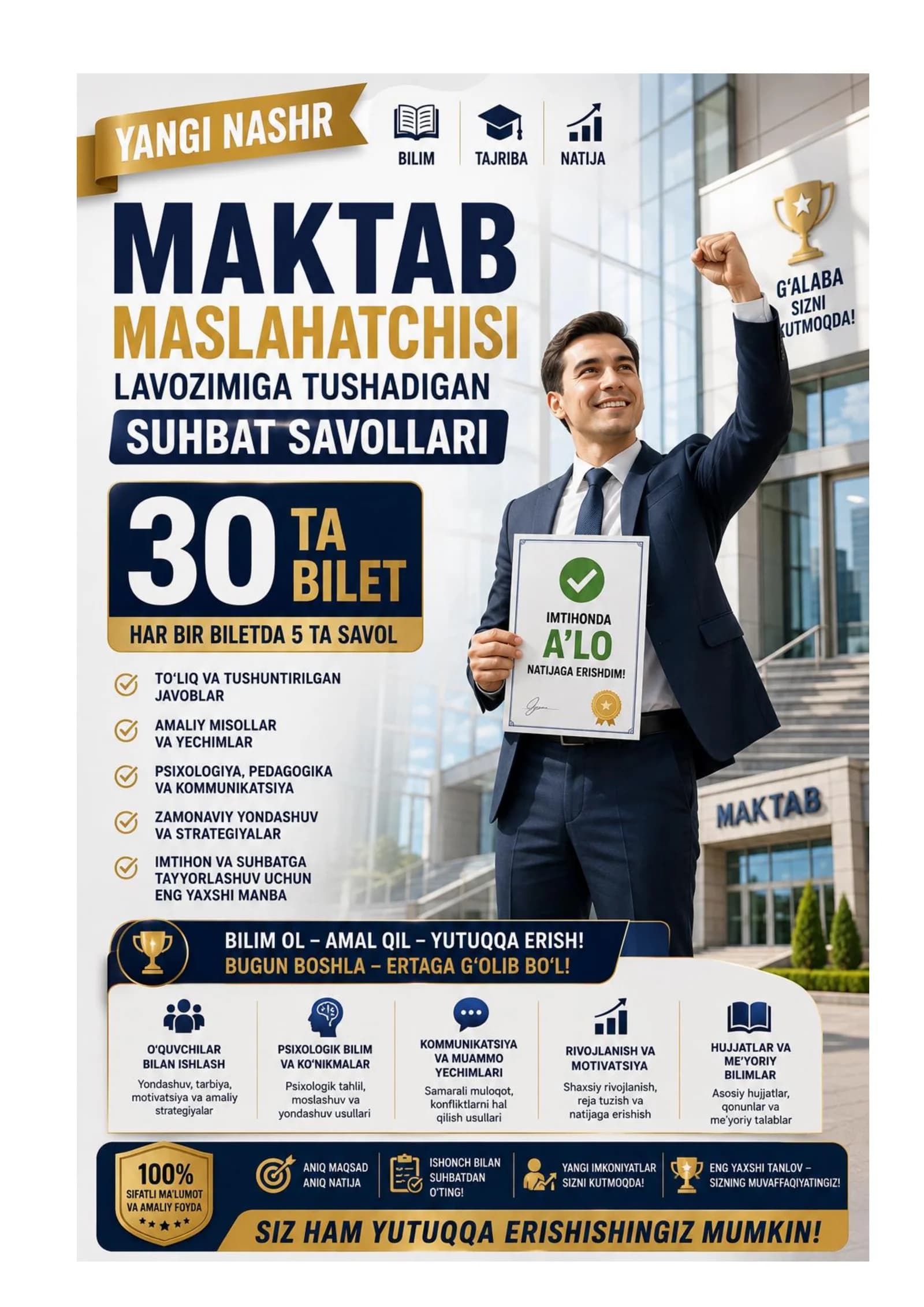 Maktab Maslahatchisi Tayyorlov Testlar va Suhbat Savollari