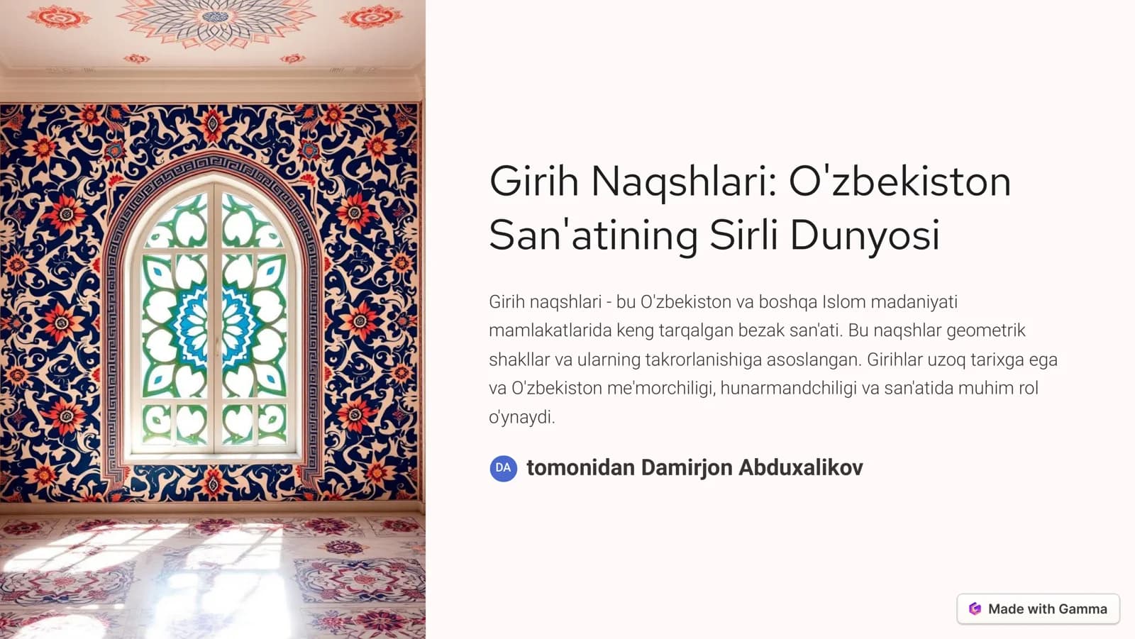 Girih Naqshlari: O'zbekiston
