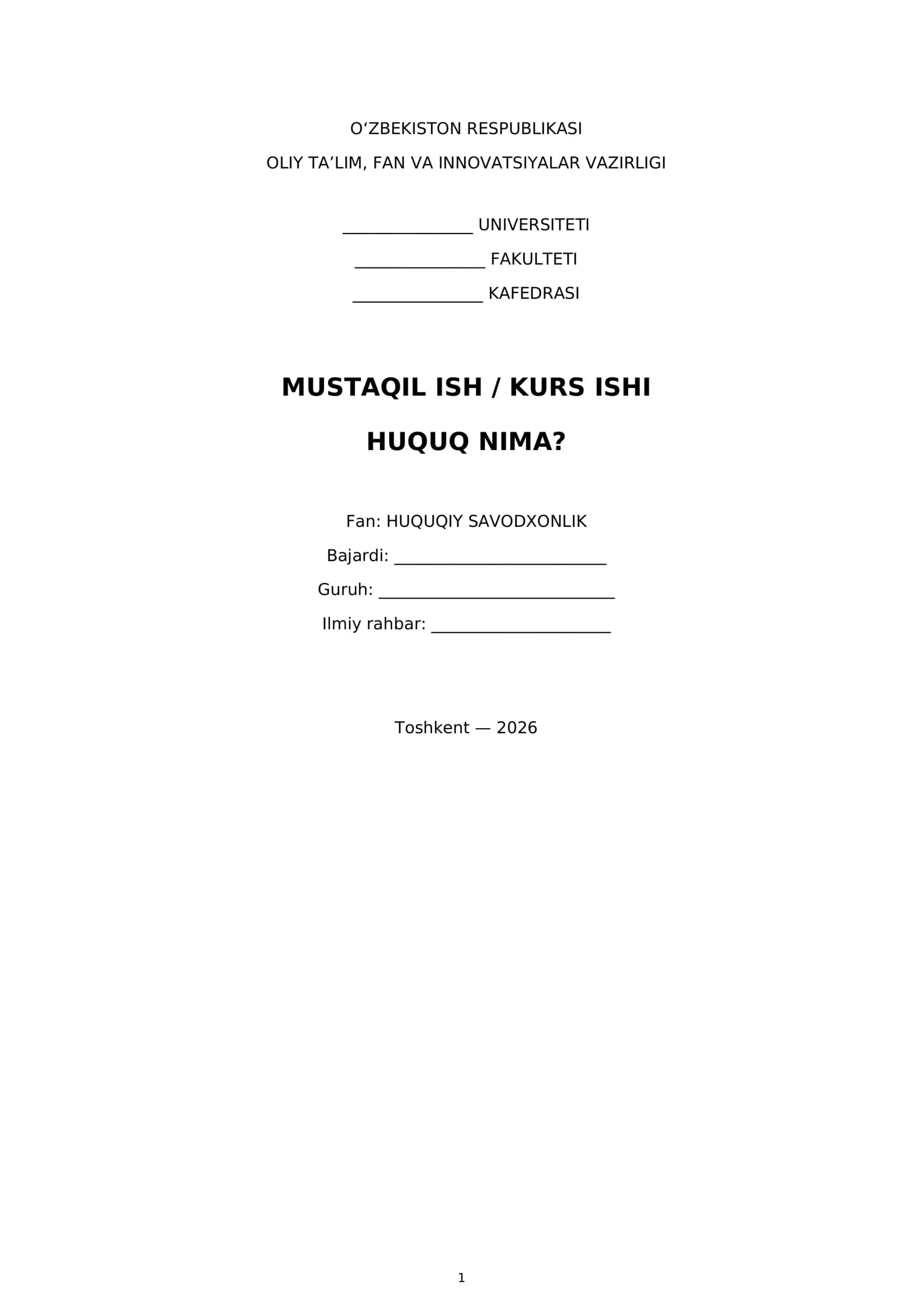MUSTAQIL ISH / KURS ISHI