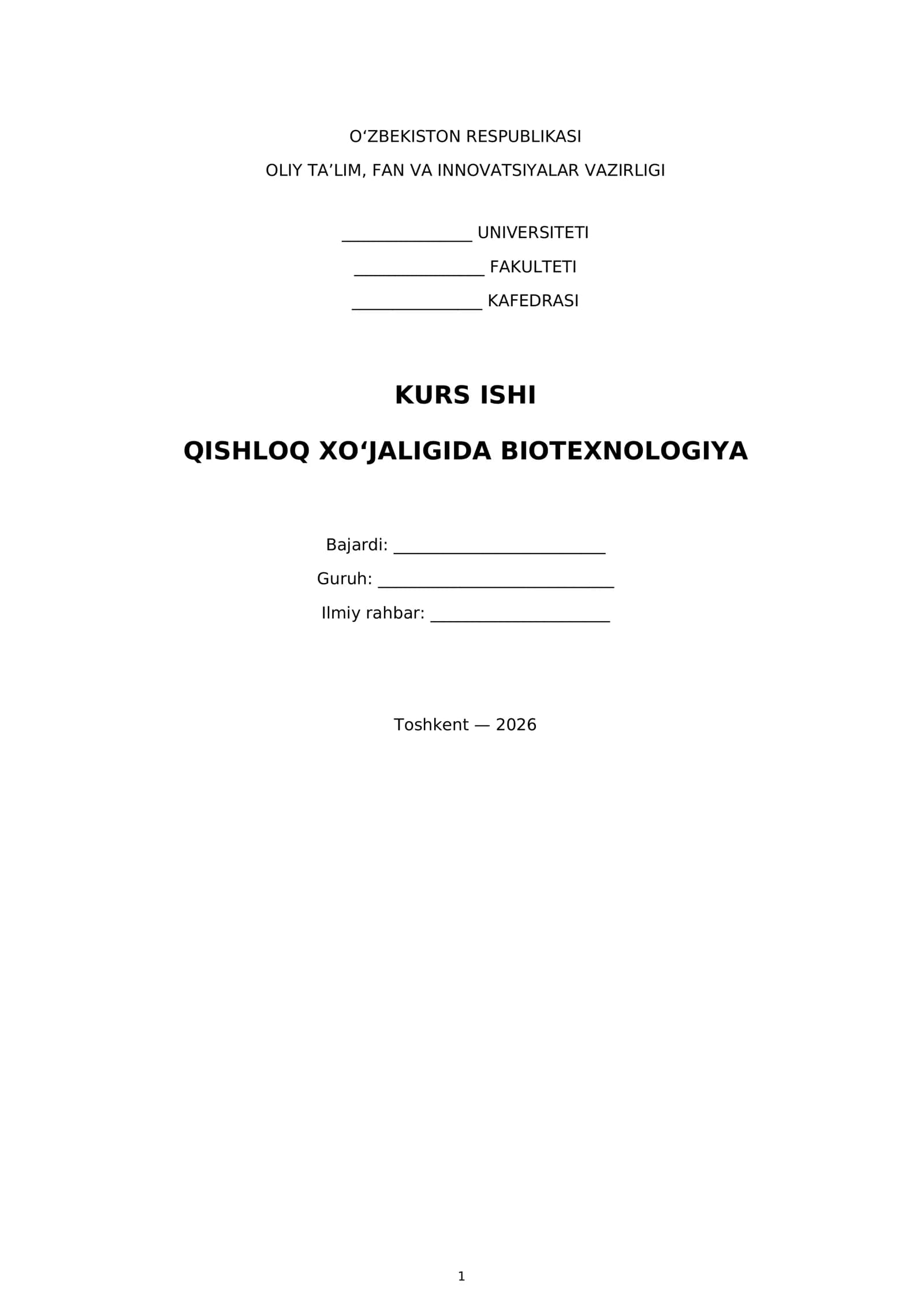 QISHLOQ XO‘JALIGIDA BIOTEXNOLOGIYA