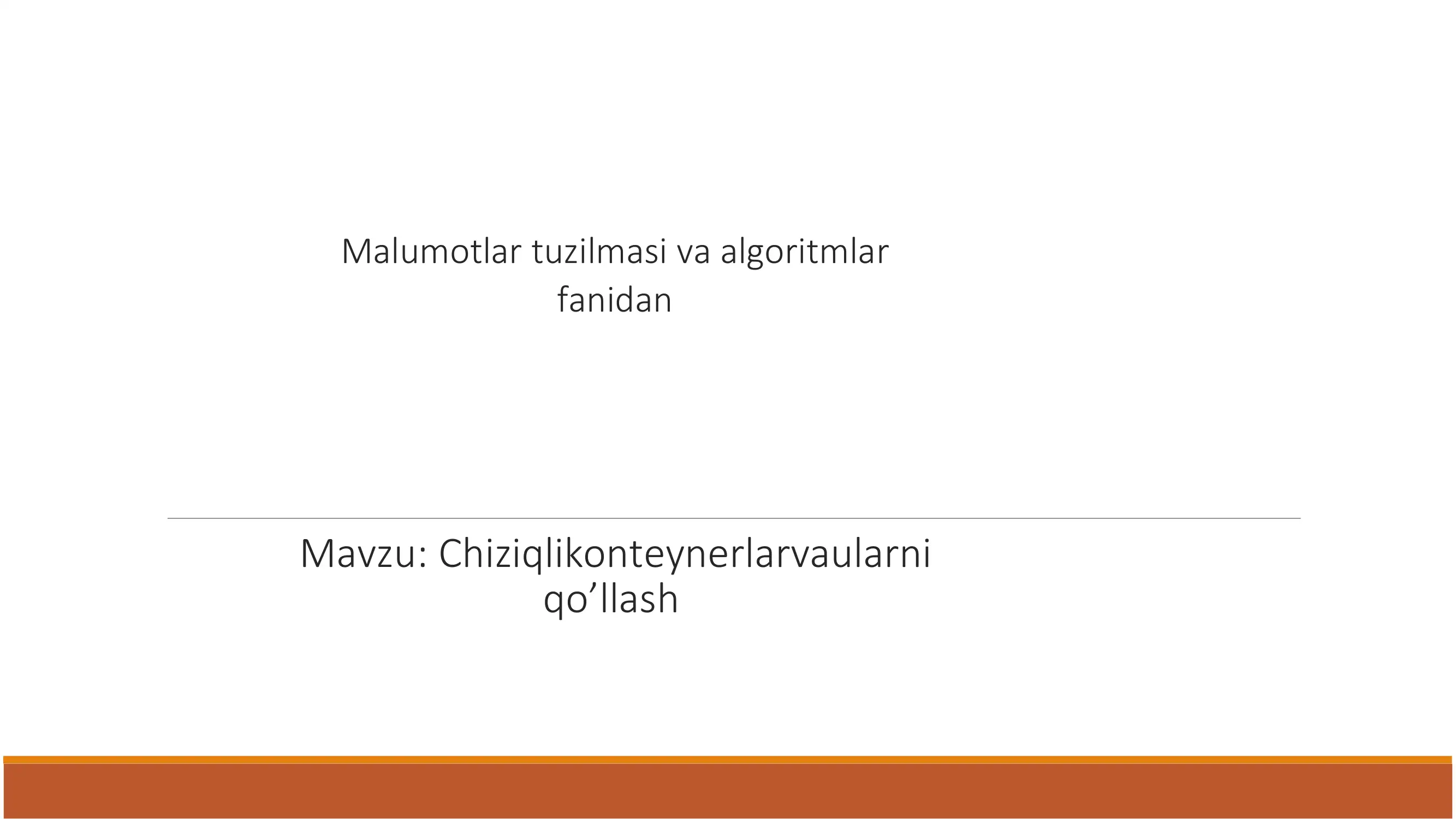 Malumotlar tuzilmasi va algoritmlar