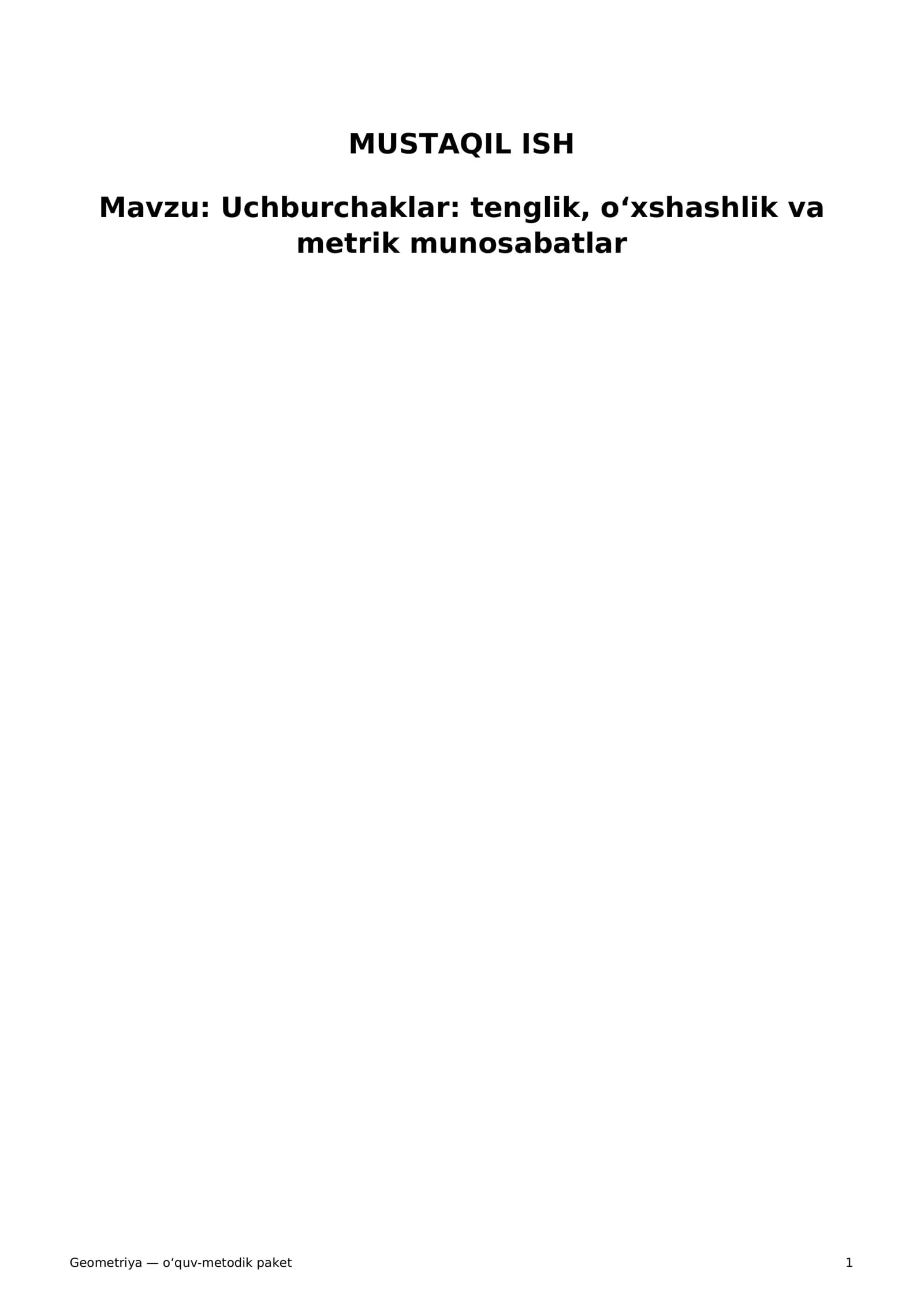 Geometriya — o‘quv-metodik paket