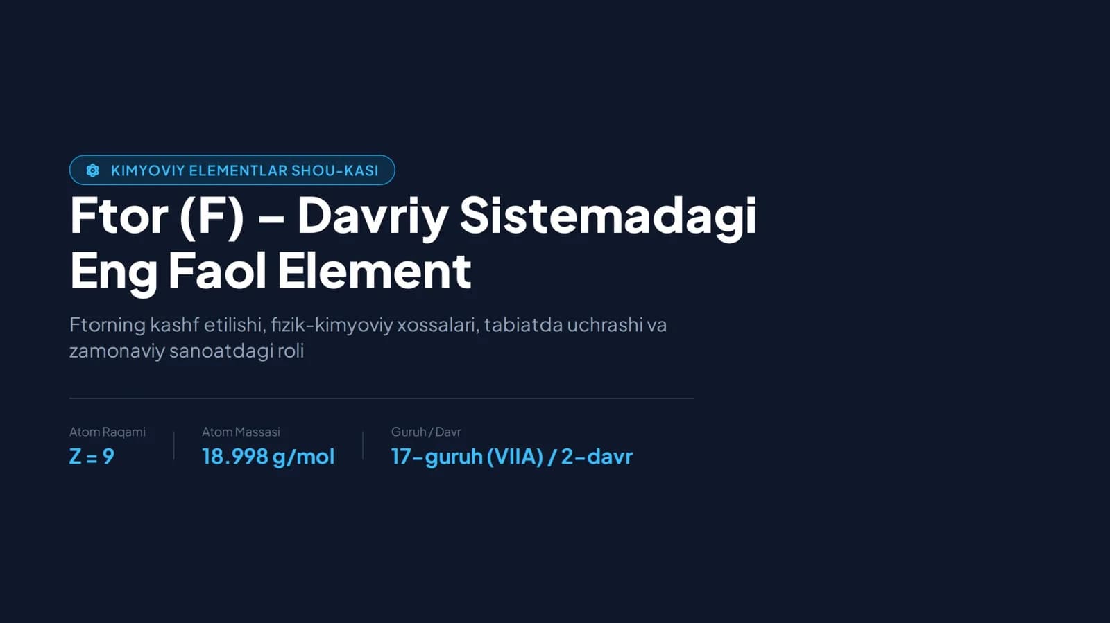 Ftor elementi haqida taqdimot