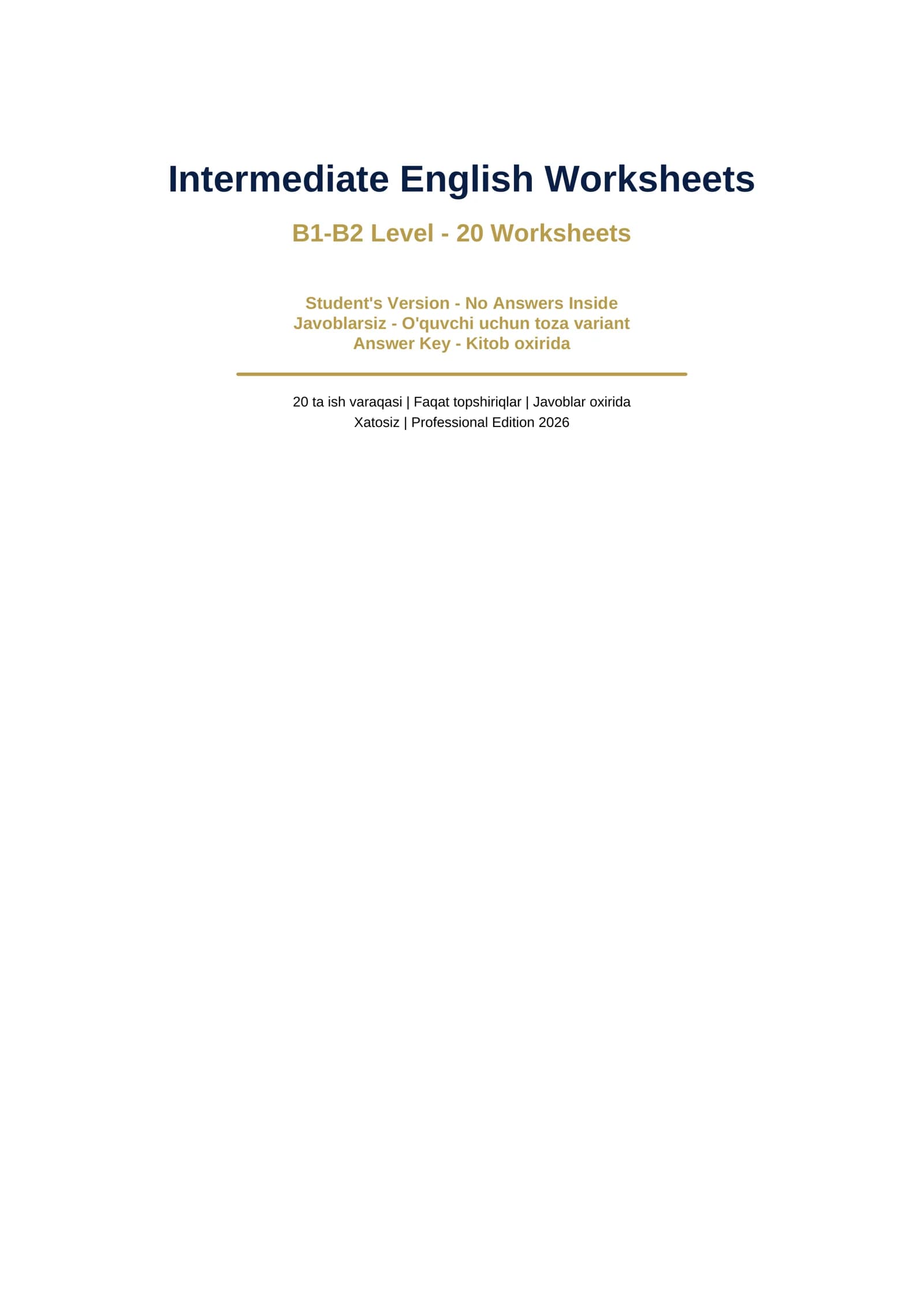 Intermediate English Worksheets (Ingiliz Tili)