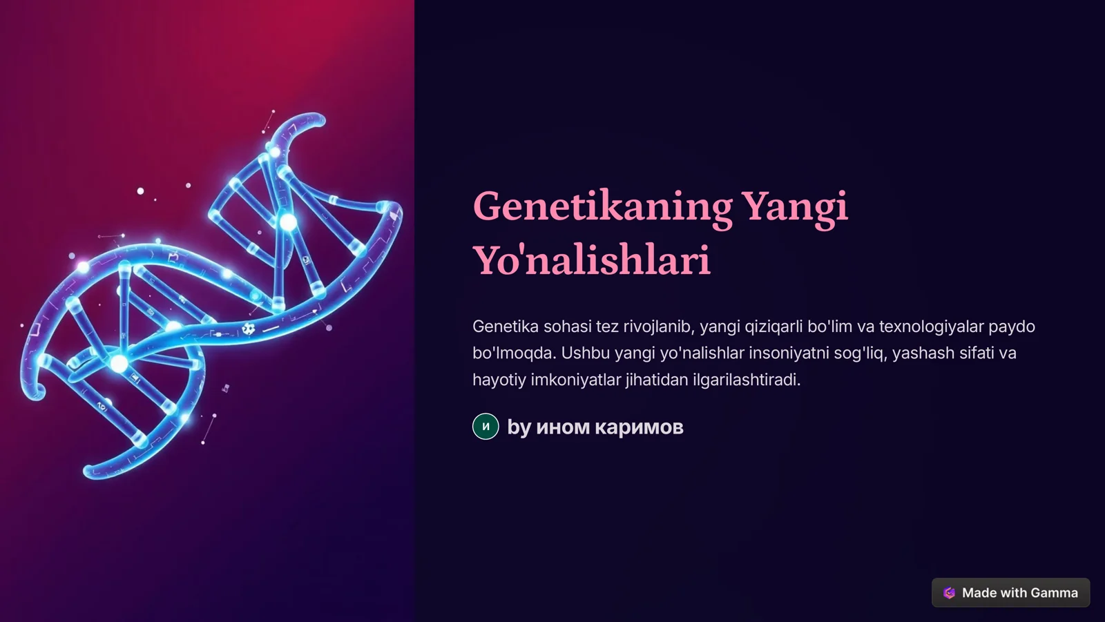 Genetikaning Yangi Yo'nalishlari