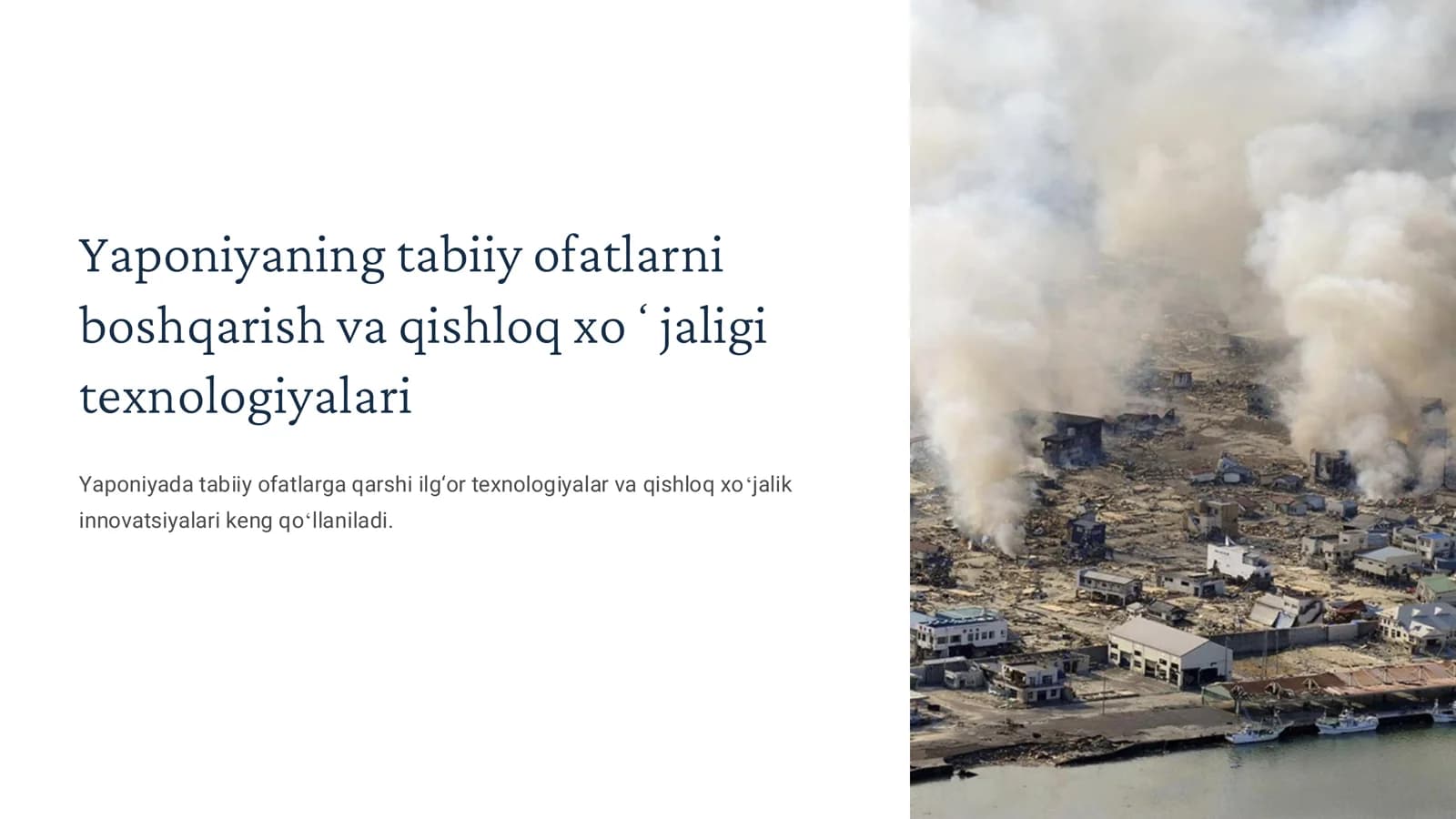 Yaponiyaning tabiiy ofatlarni  boshqarish va qishloq xoʻjaligi texnologiyalari