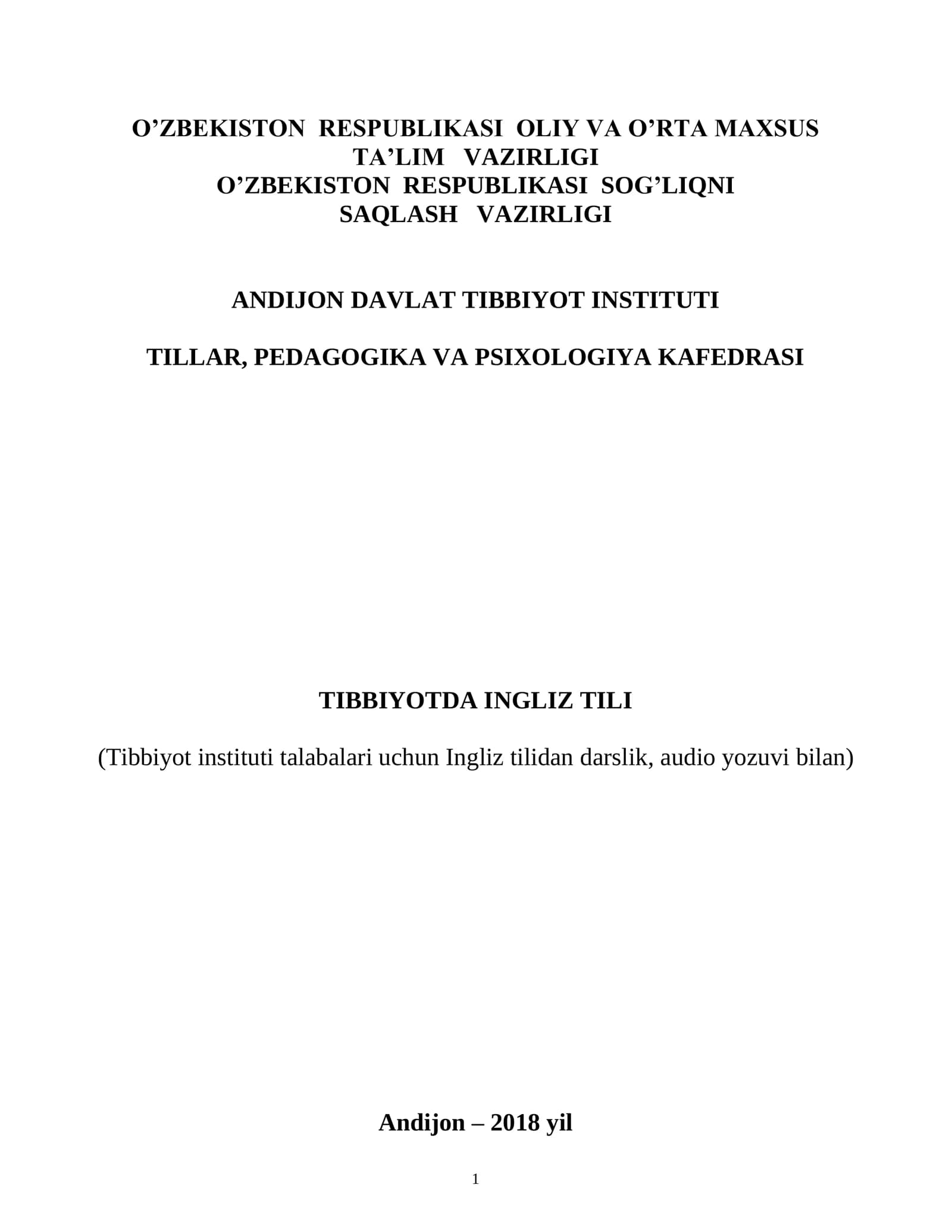 Tibbiyotda Ingliz Tili