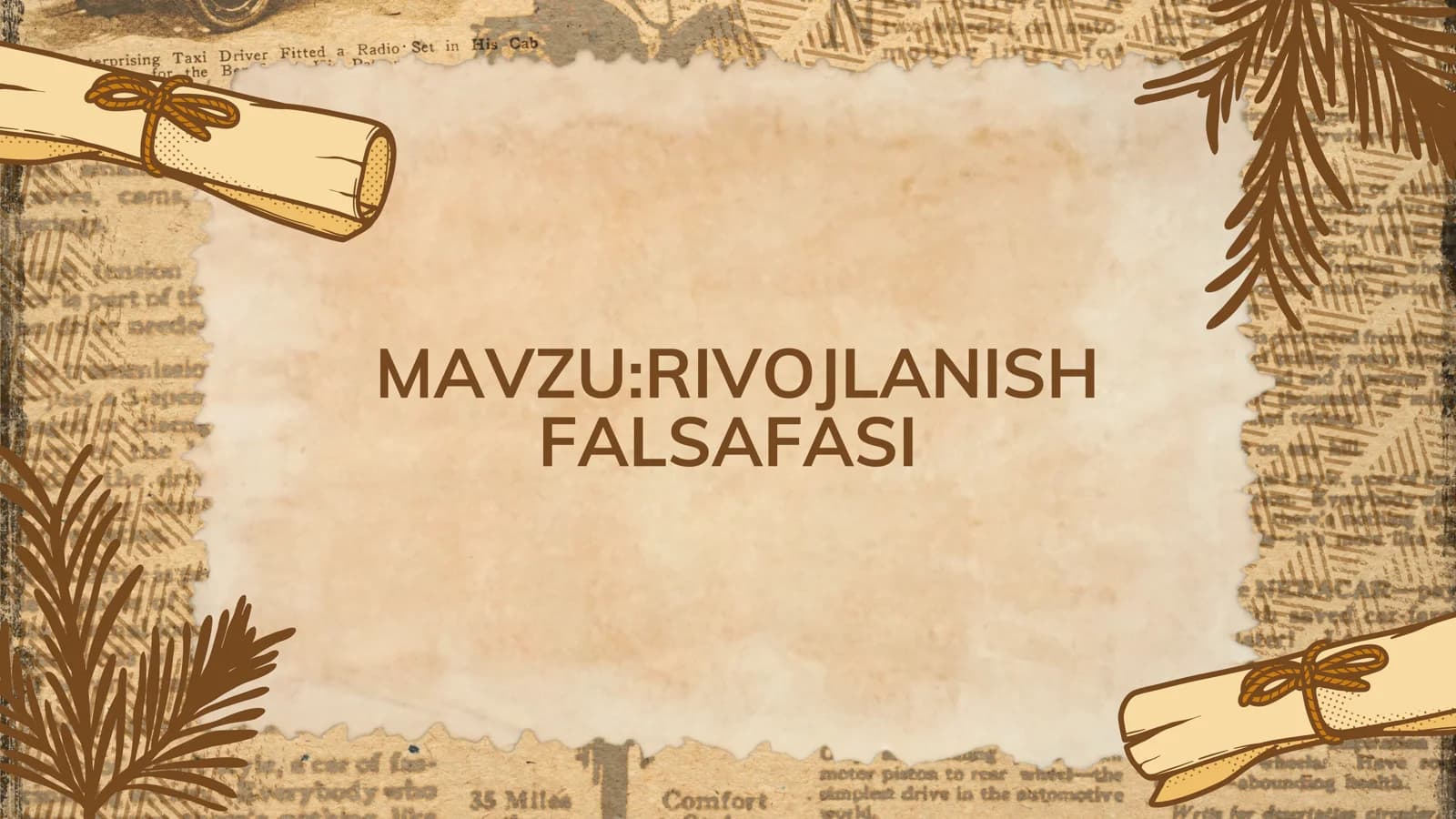 RIVOJLANISH FALSAFASI
