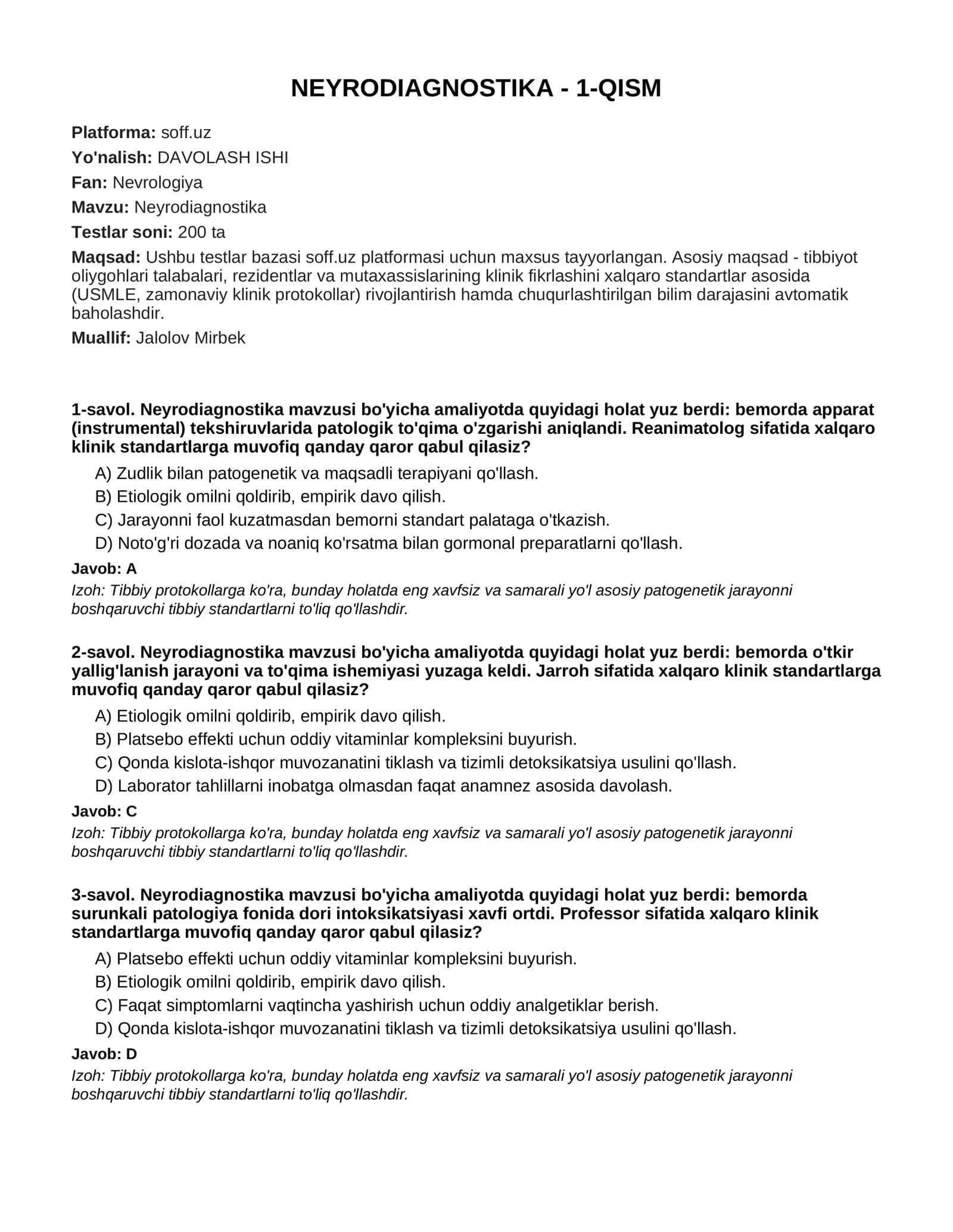 NEYRODIAGNOSTIKA - 1-QISM