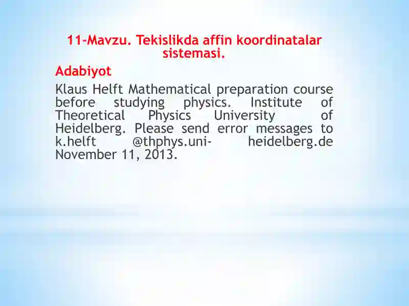 Tekislikda affin koordinatalar sistemasi