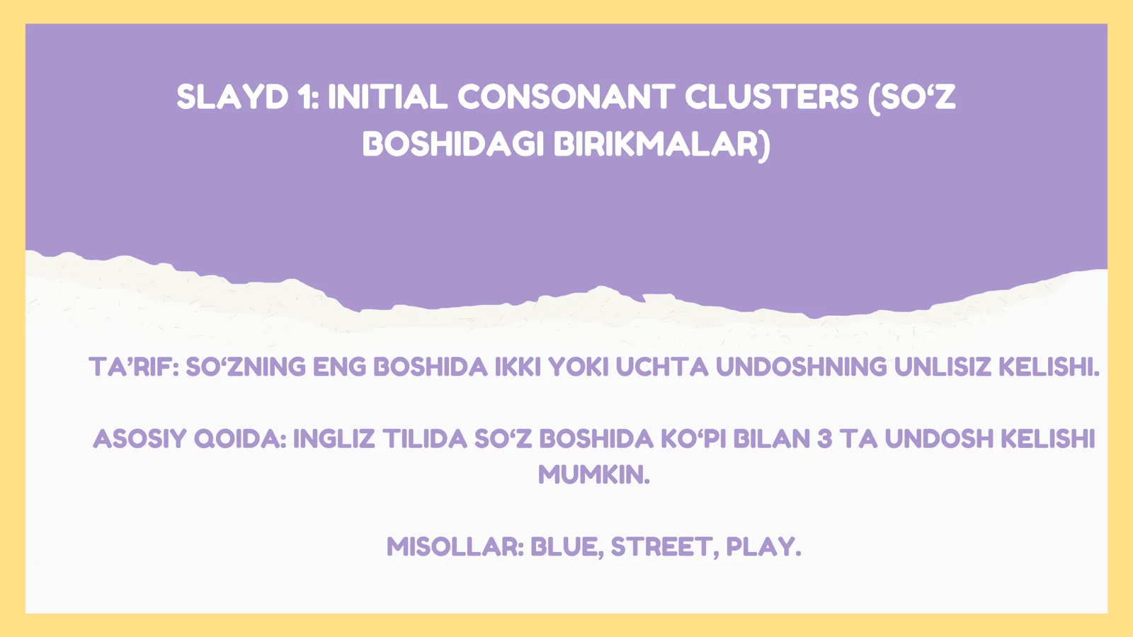 INITIAL CONSONANT CLUSTERS (SO‘Z BOSHIDAGI BIRIKMALAR)