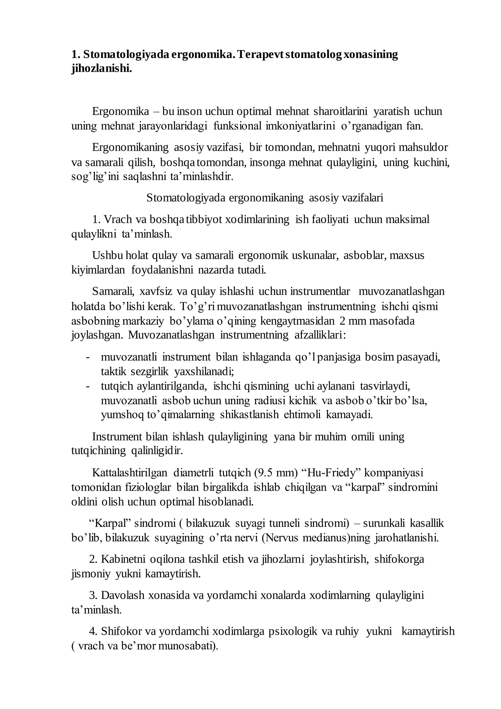 Preklinik restavratsion stomatologiya imtixon javobi I qism