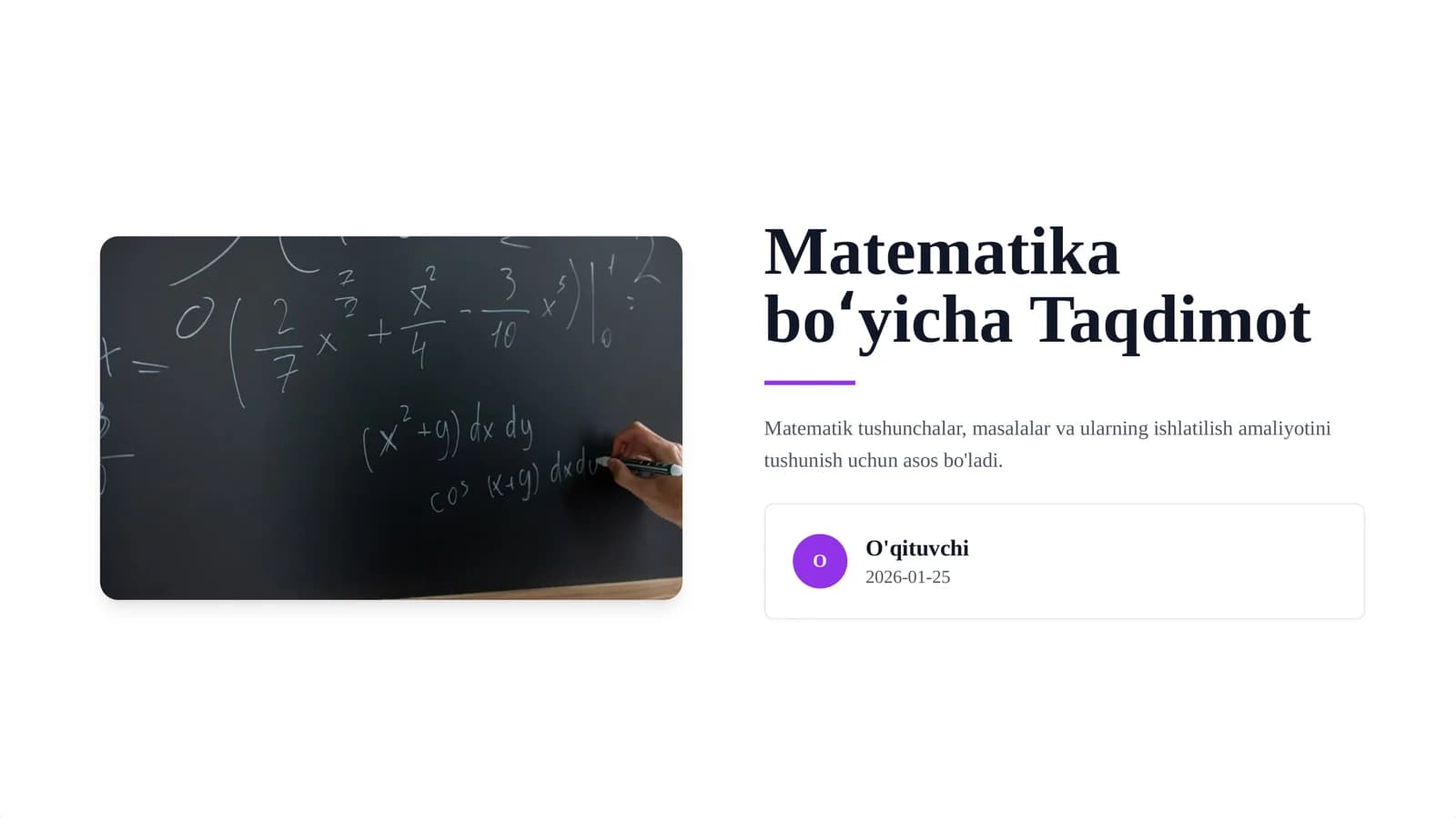 Matematika boʻyicha Taqdimot