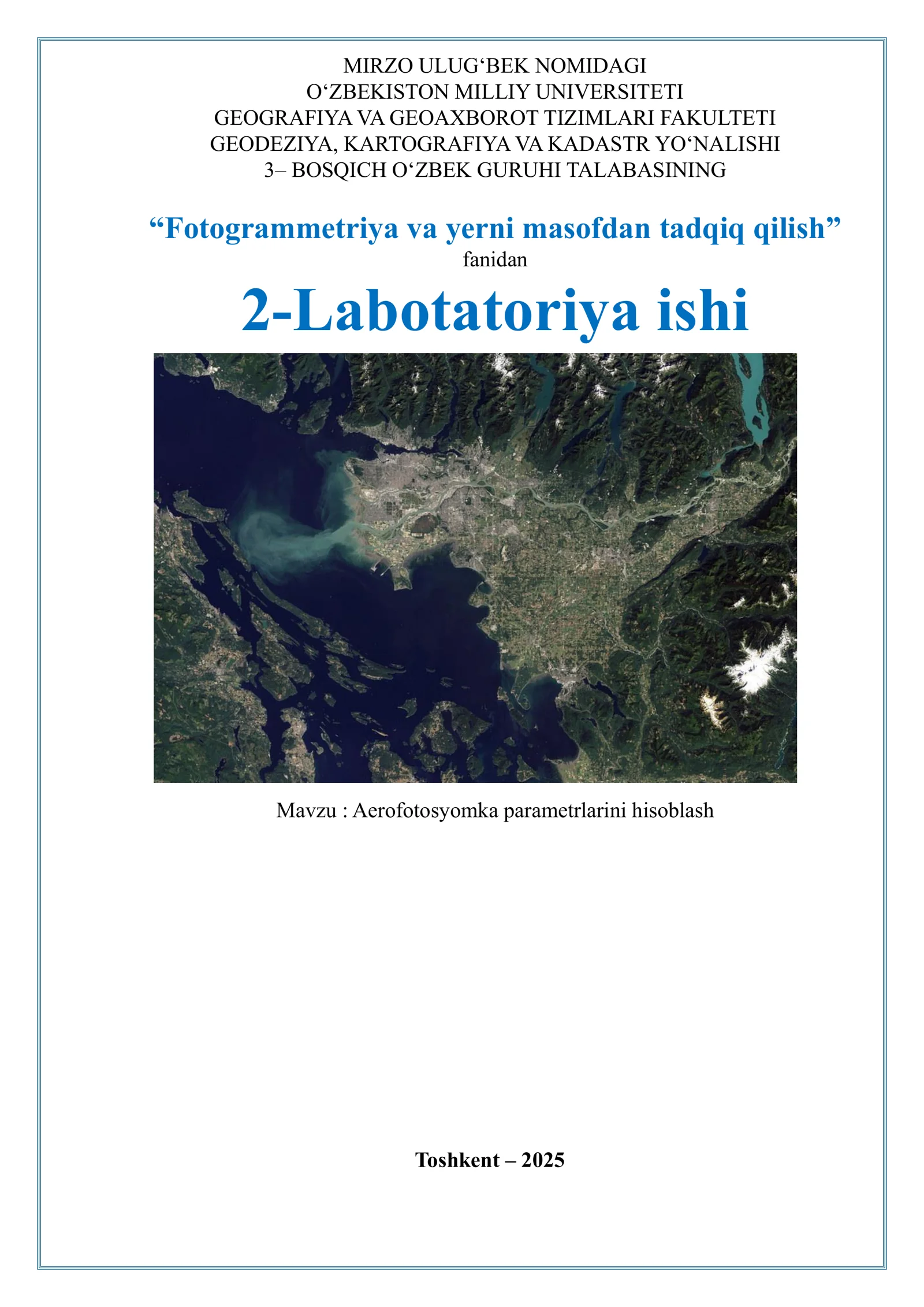 Aerofotosyomka parametrlarini hisoblash