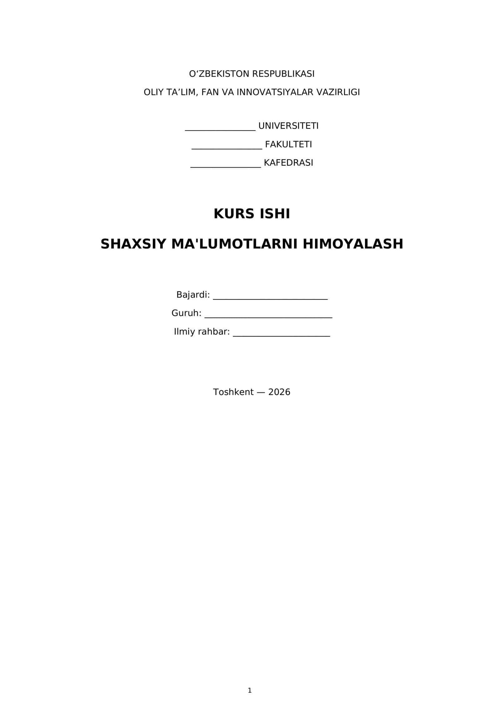 Shaxsiy Ma'lumotlarni Himoyalash