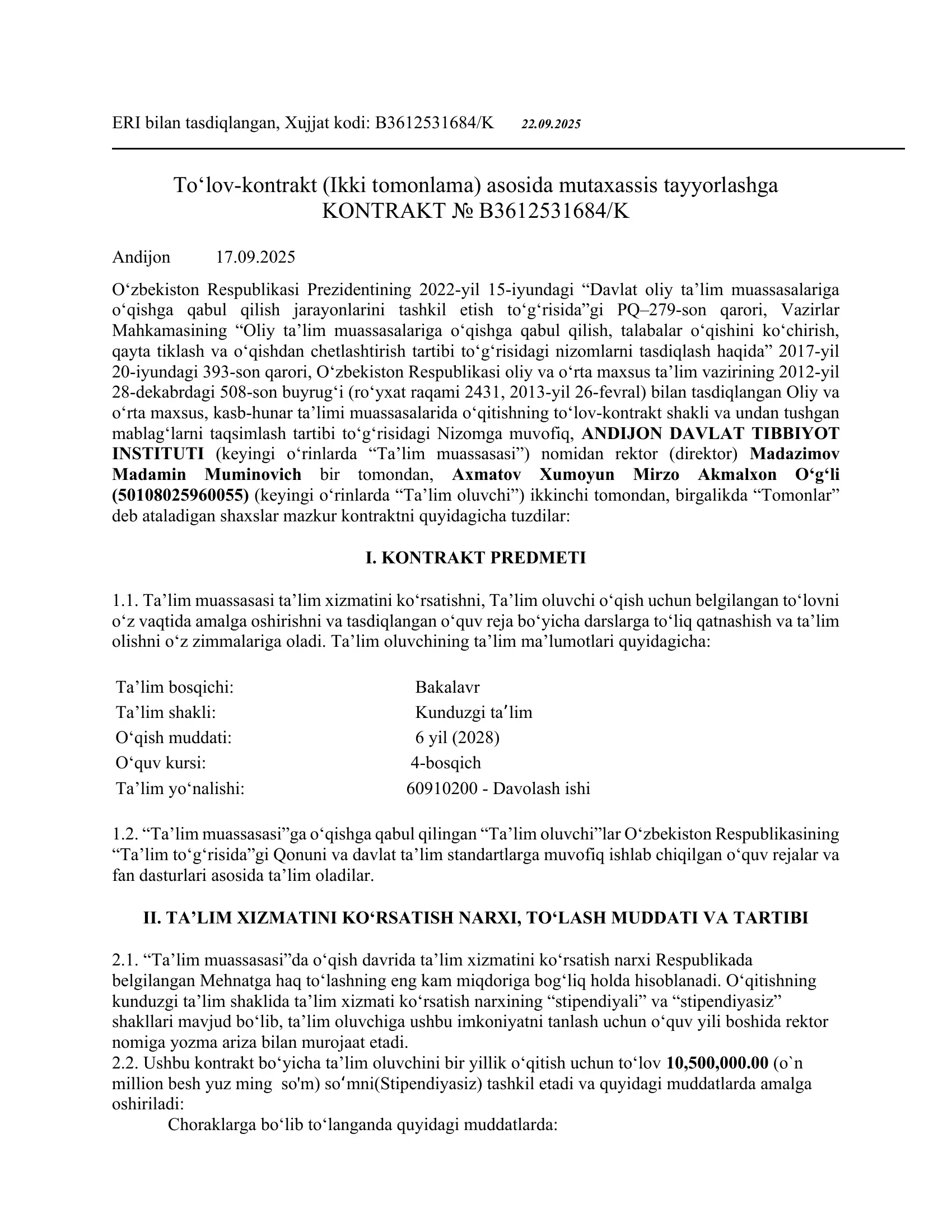 Oliy va o‘rta maxsus ta’lim