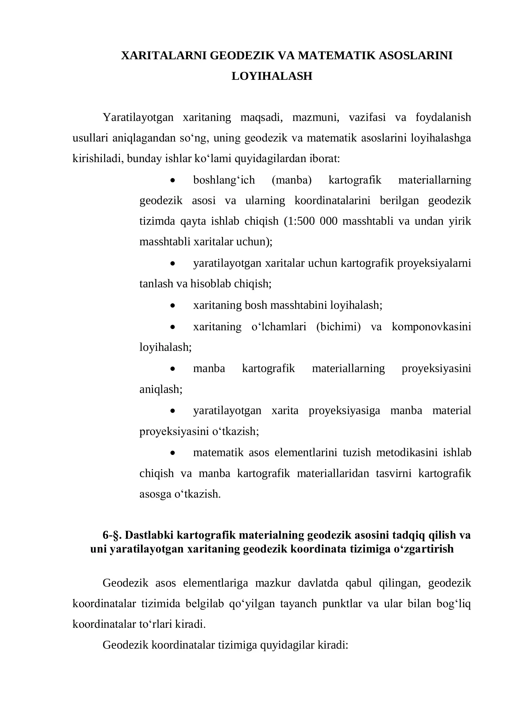 Xaritalarni geodezik va matematik asoslari