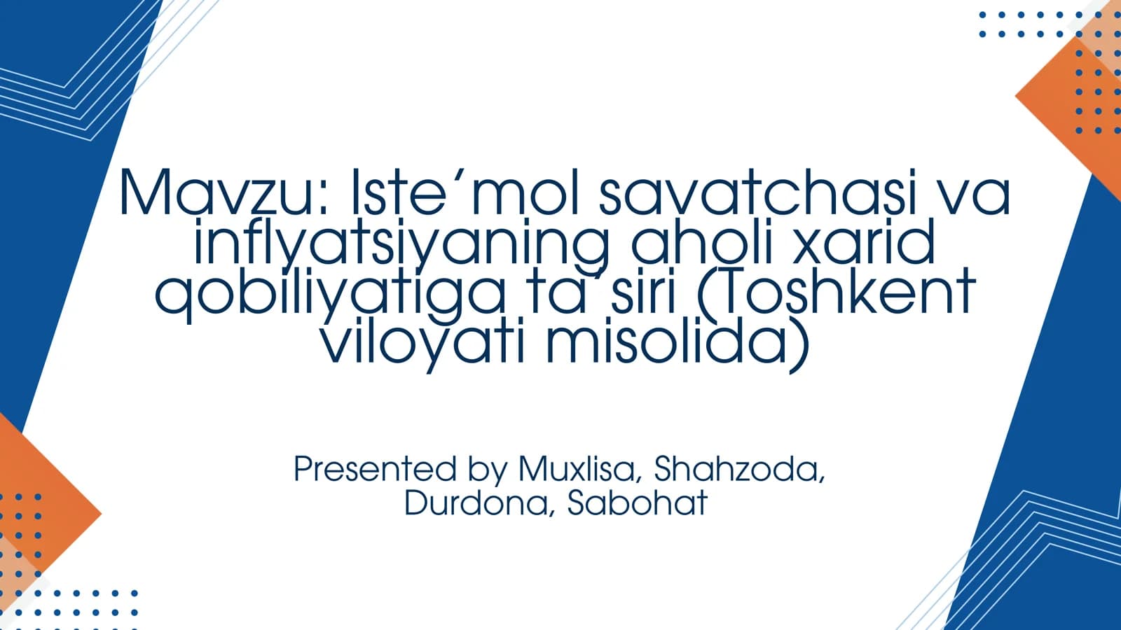 Iste’mol savatchasi va inflyatsiyaning aholi xarid qobiliyatiga ta’siri (Toshkent viloyati misolida)