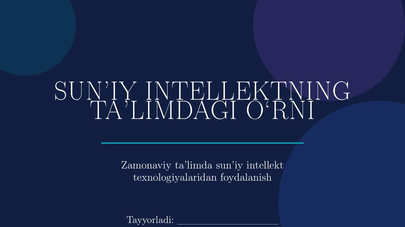 Sun’iy Intellektning Ta’limdagi O‘rni