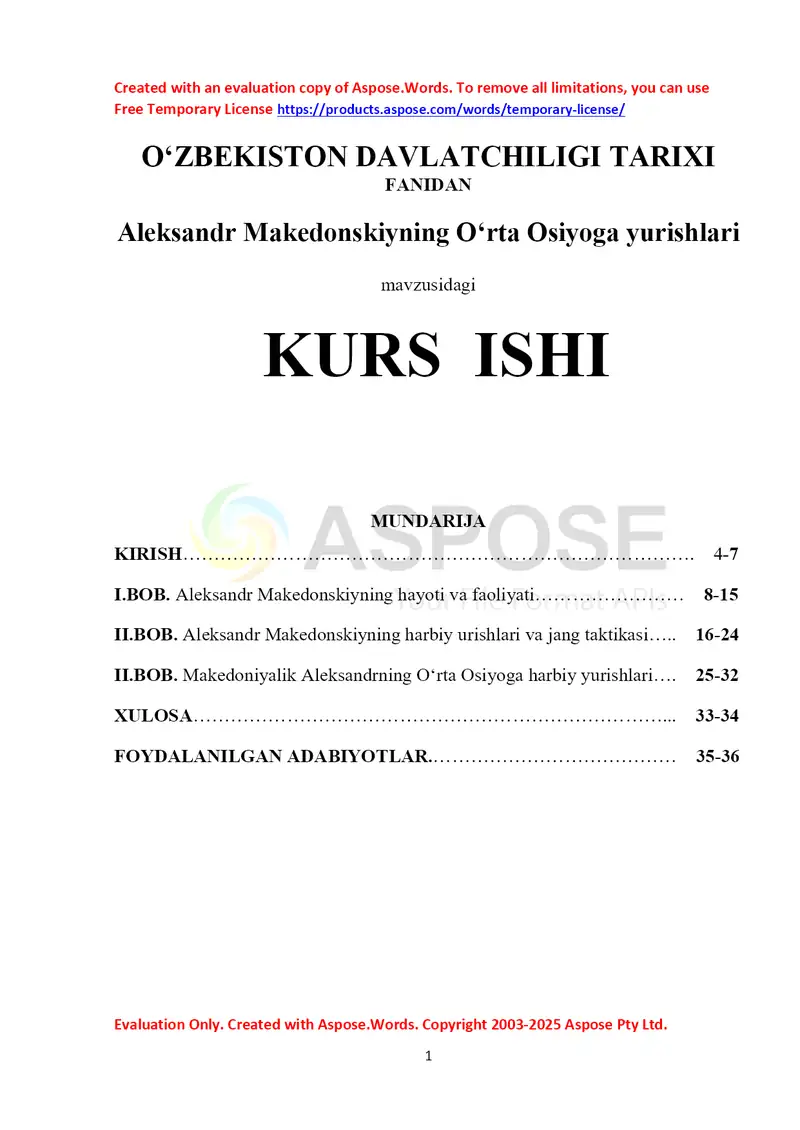 Aleksandr Makedonskiyning O‘rta Osiyoga yurishlari
