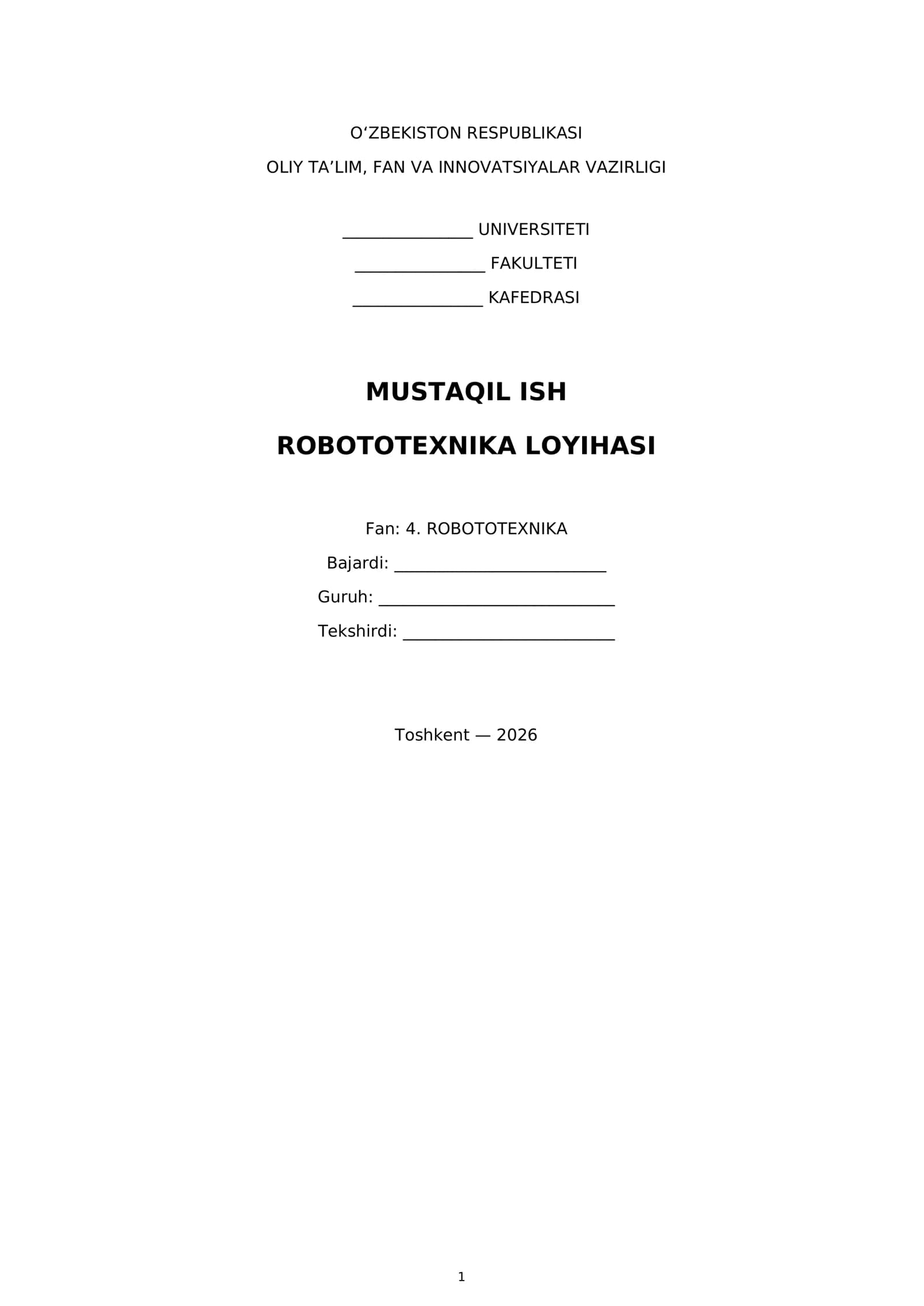 Robototexnika loyihasi