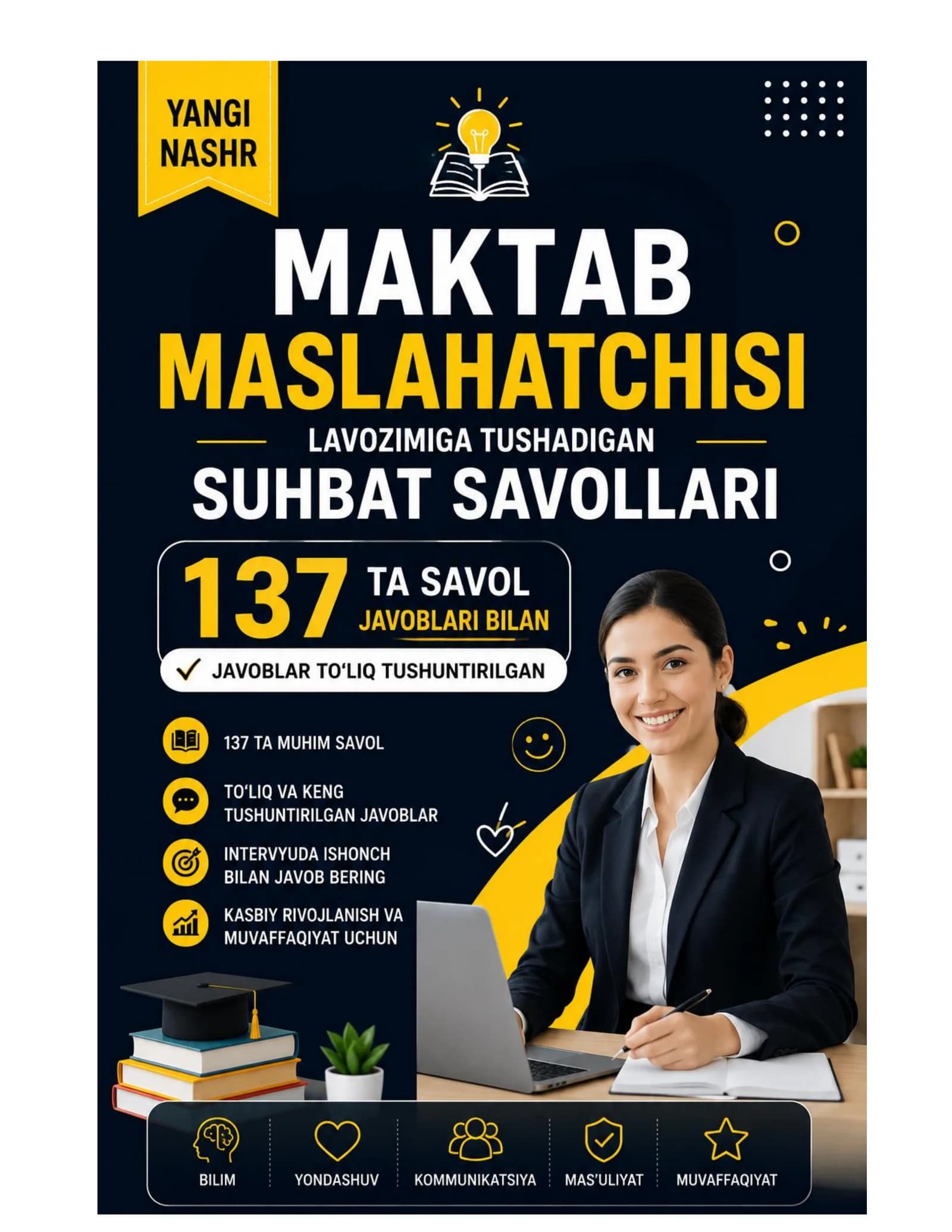 MAKTAB MASLAHATCHISI LAVOZIMIGA ISHGA KIRISH BILETLARI 137 TA