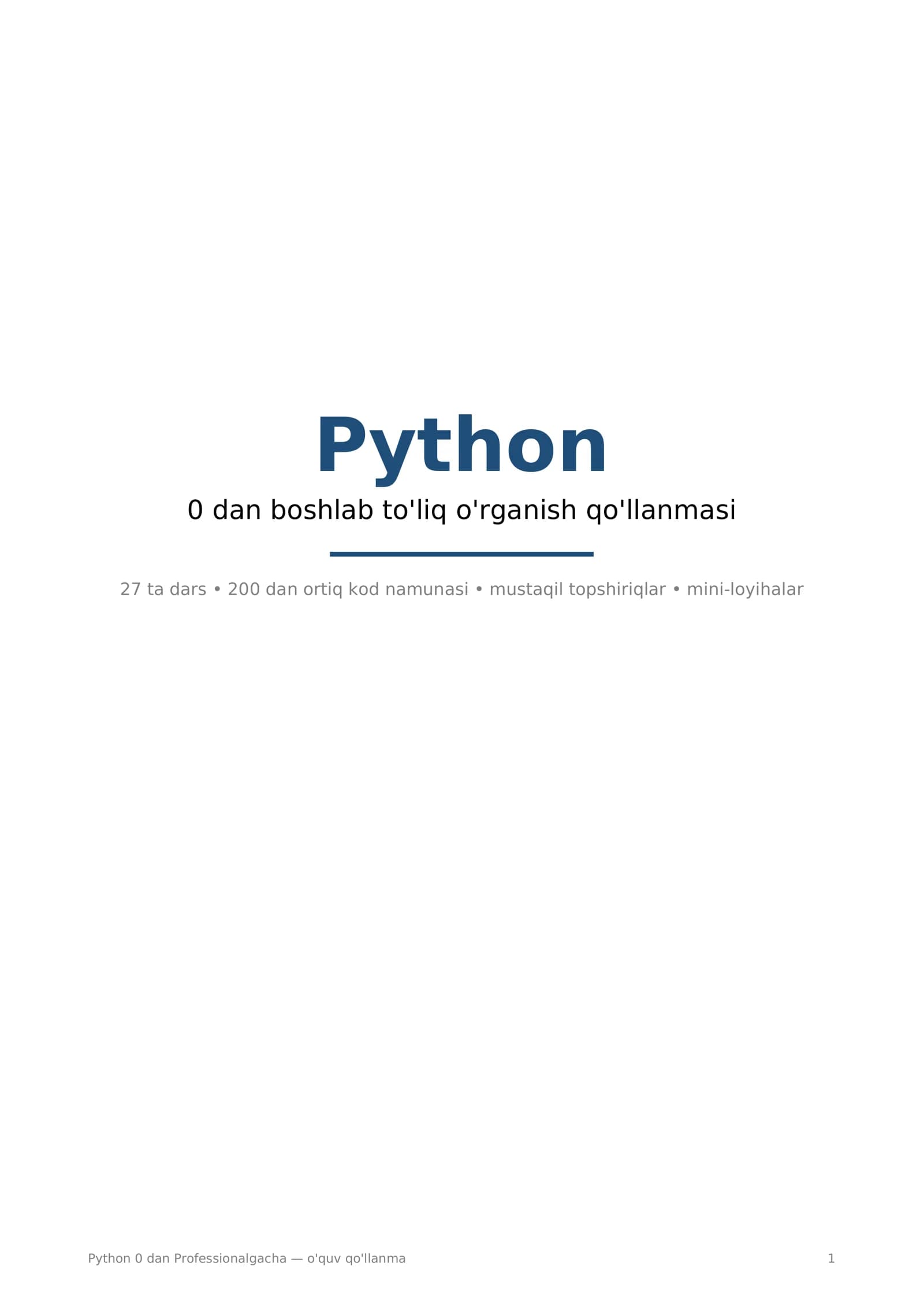 Python 0 dan Professionalgacha — o'quv qo'llanma