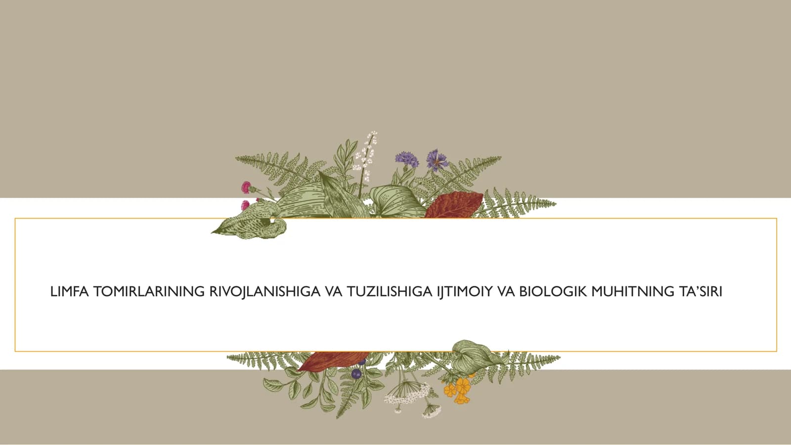 LIMFA TOMIRLARINING RIVOJLANISHIGA VA TUZILISHIGA IJTIMOIY VA BIOLOGIK MUHITNING TA’SIRI