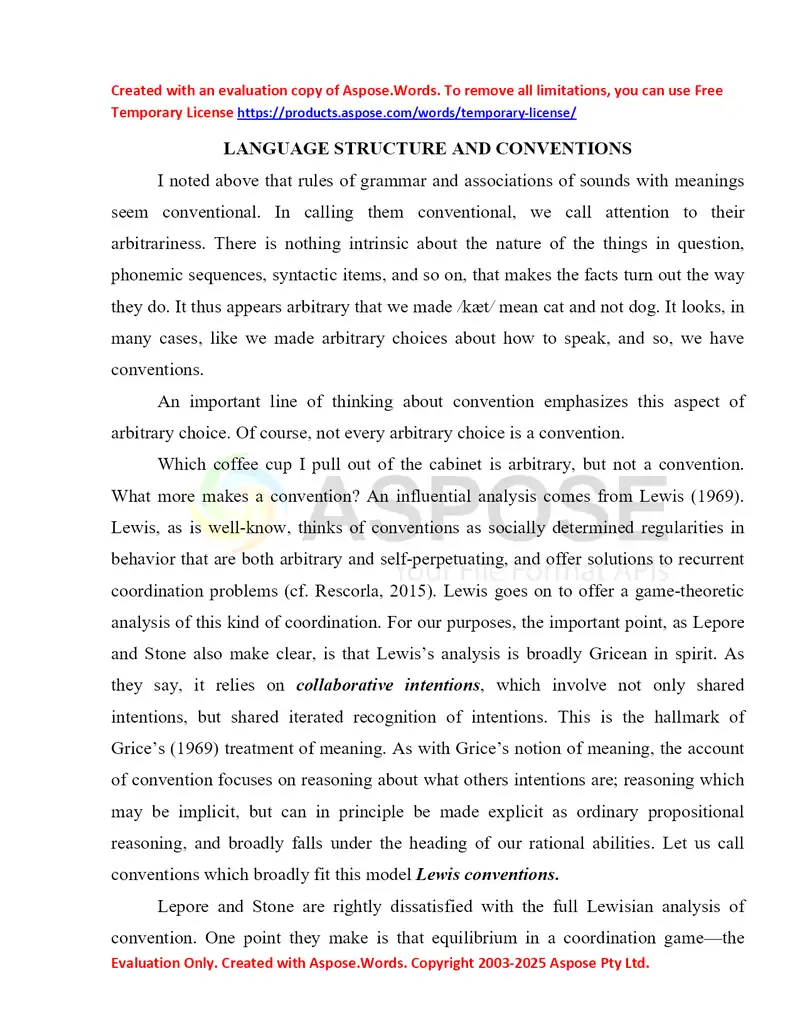 Language Structure and Conventions