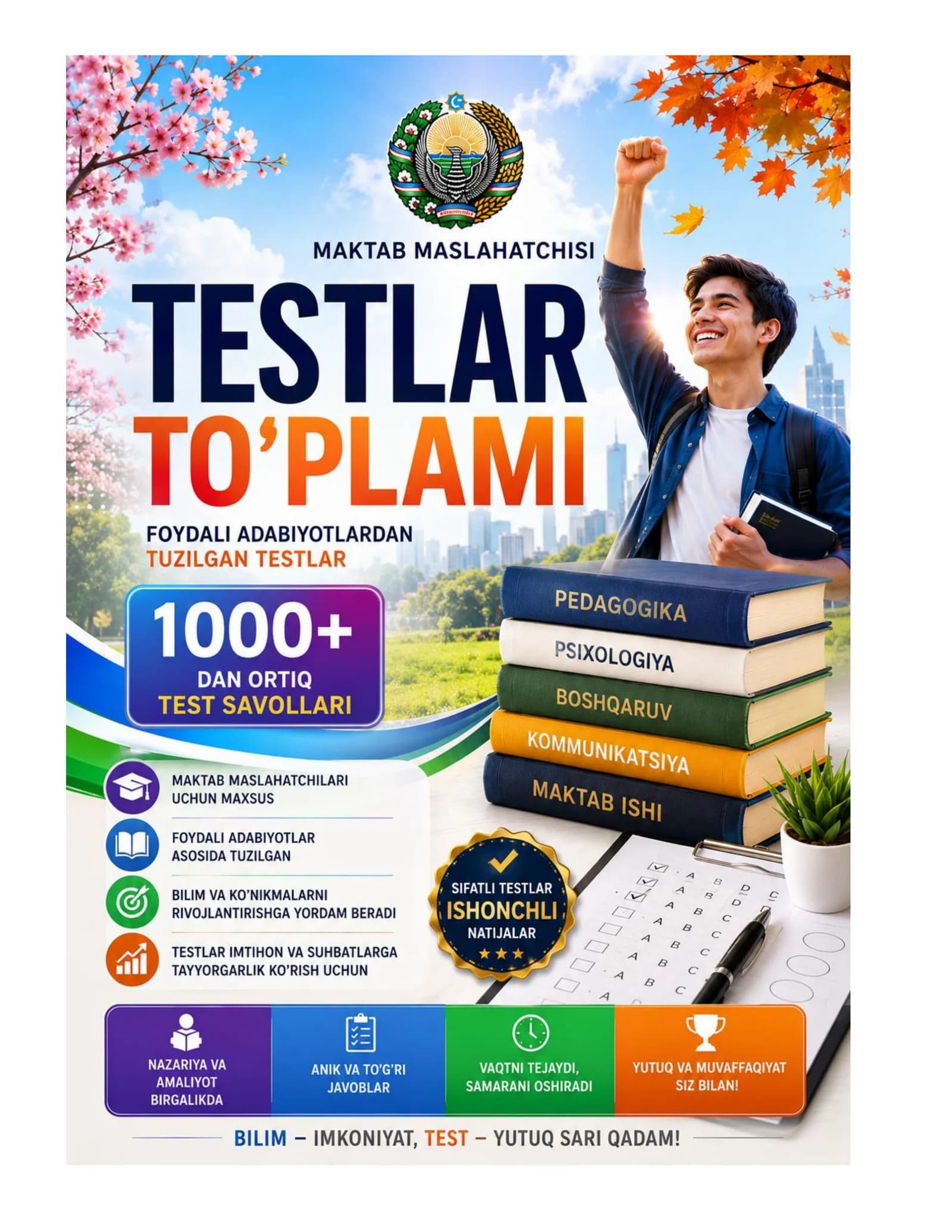 Maktab maslahatchisi uchun 1000+ testlar to‘plami