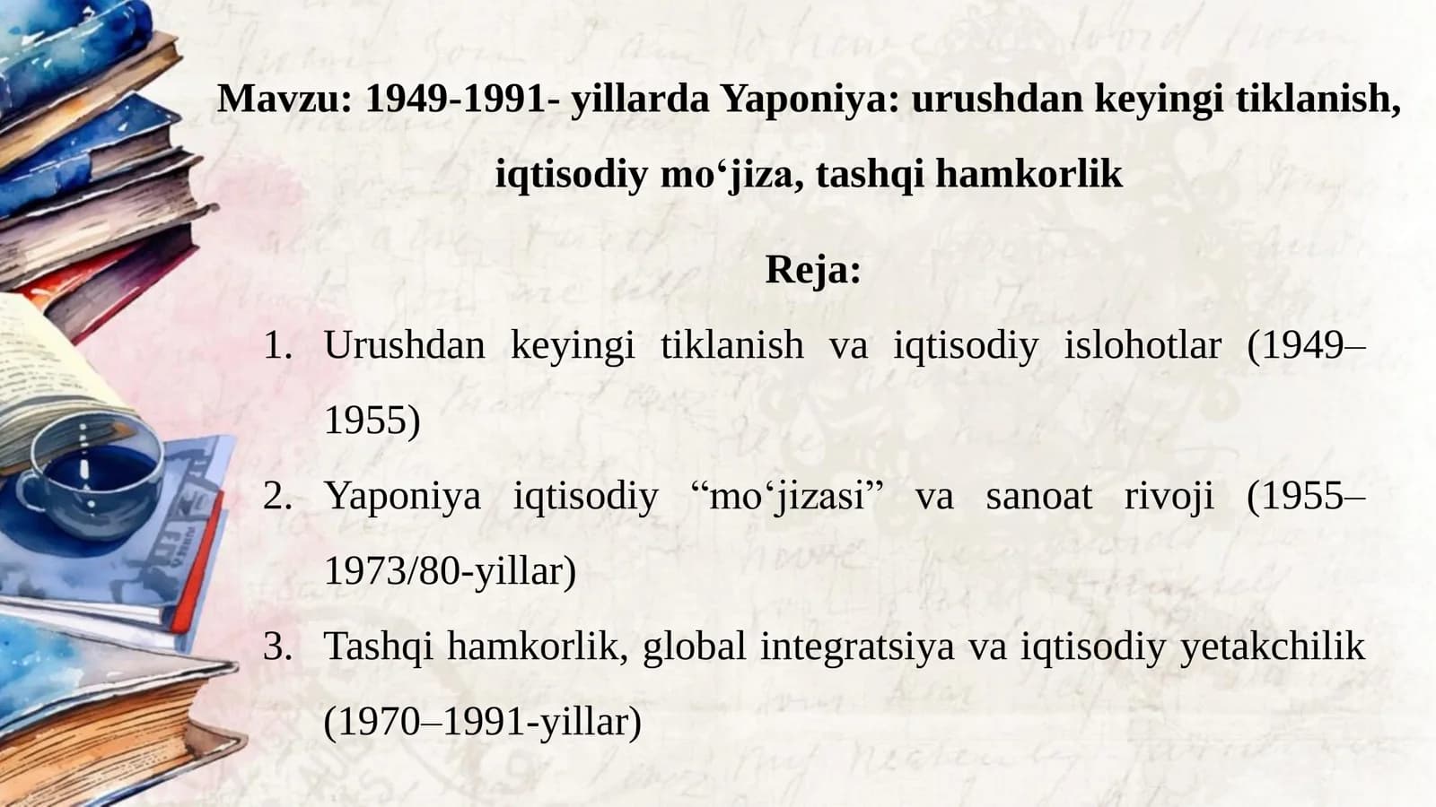 1949-1991- yillarda Yaponiya. Taqdimot