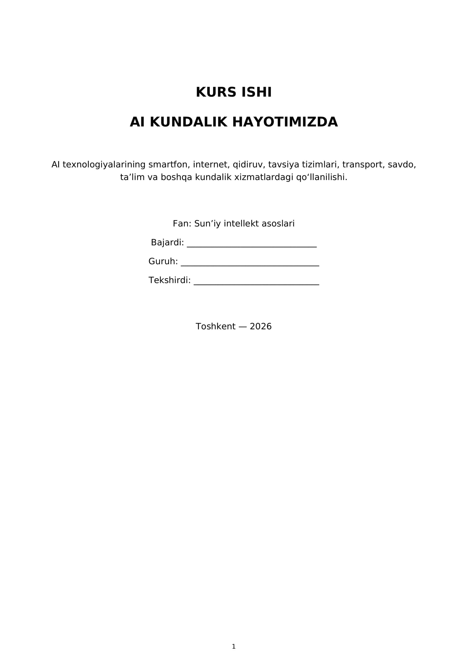 AI Kundalik Hayotimizda