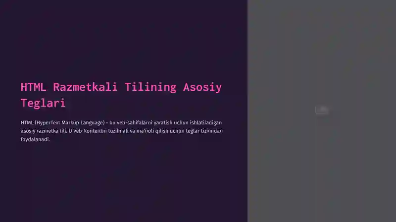 HTML Razmetkali Tilining Asosiy Teglari