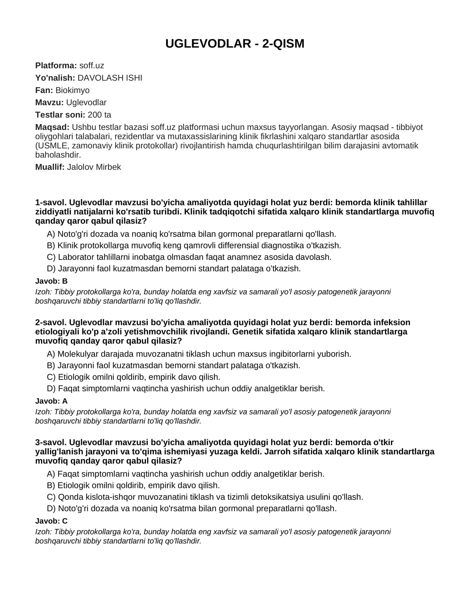 Uglevodlar - 2-QISM