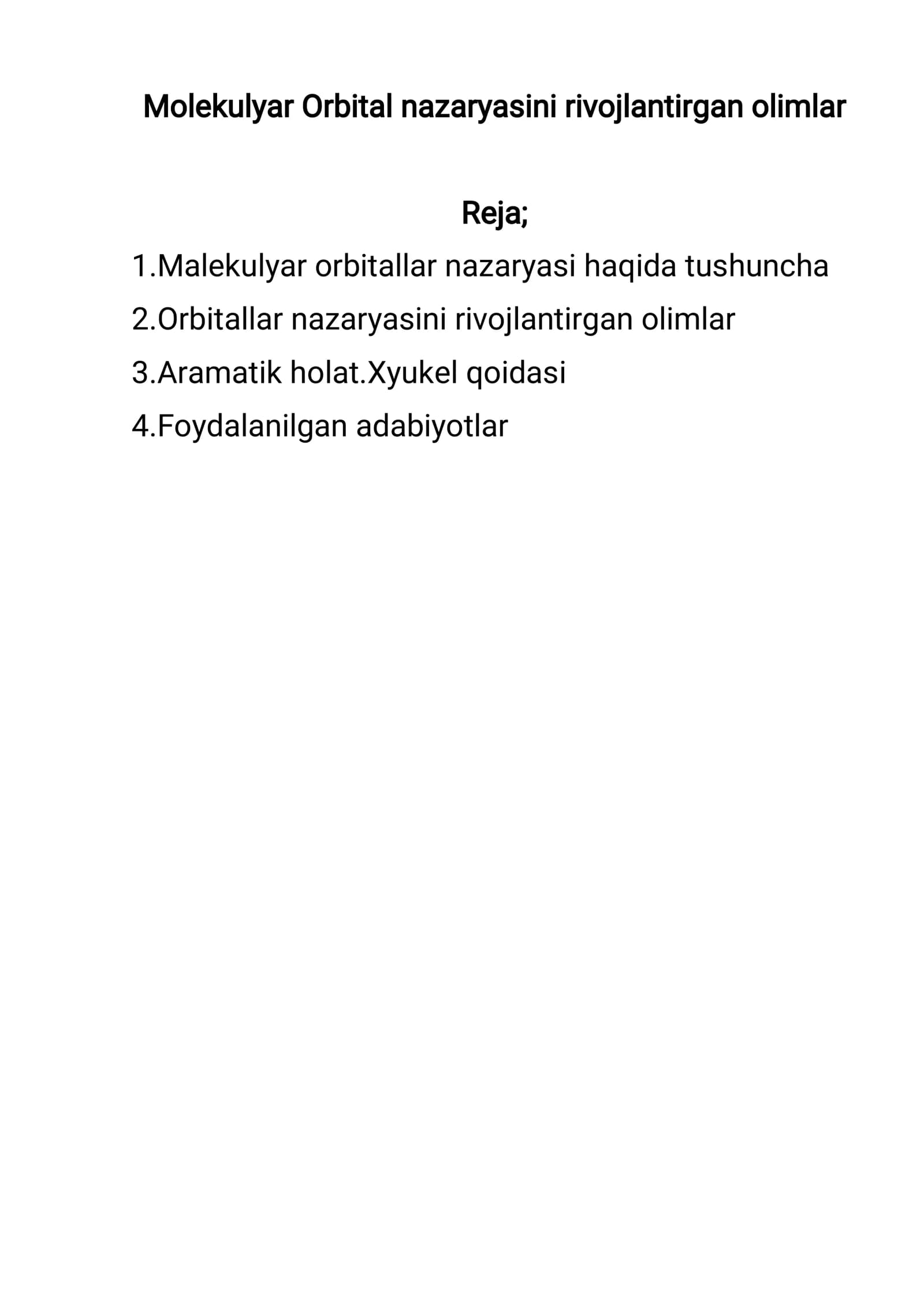 Molekulyar Orbital nazaryasini rivojlantirgan olimlar
