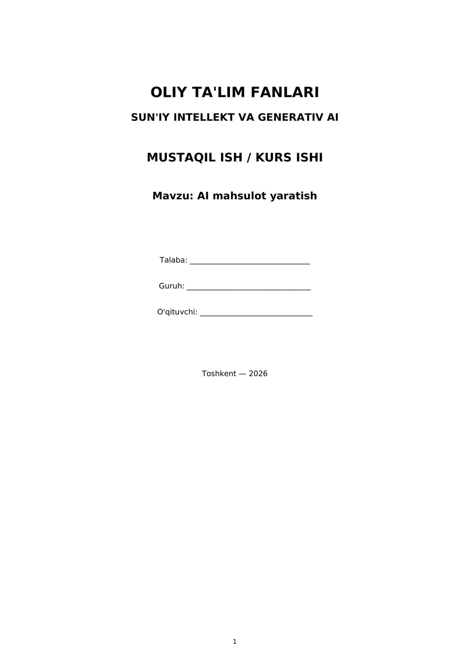 AI mahsulot yaratish