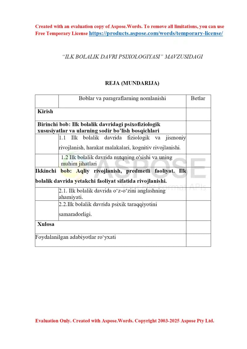 ILK BOLALIK DAVRI PSIXOLOGIYASI