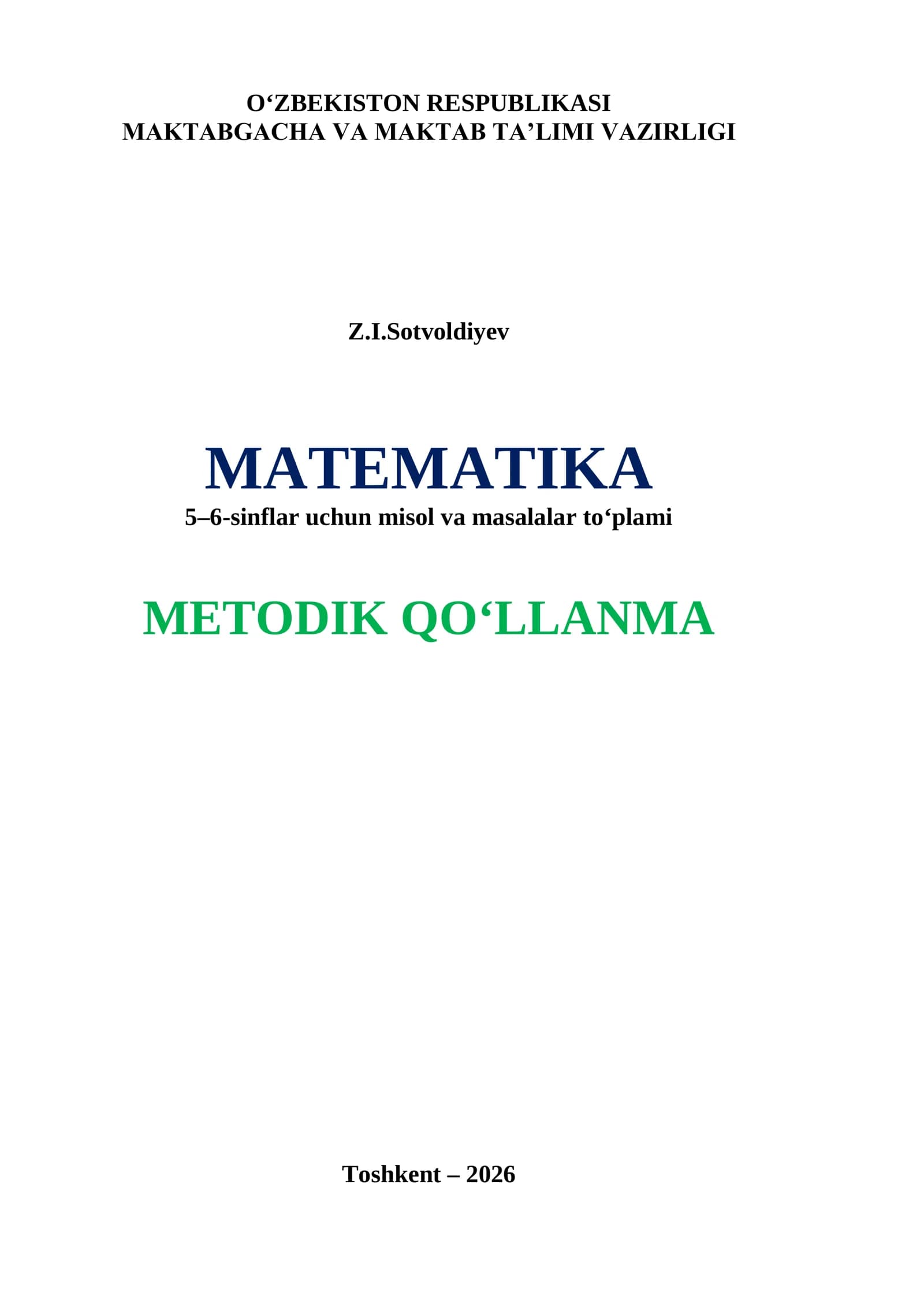 Matematika (5–6-sinflar uchun misol va masalalar to‘plami)