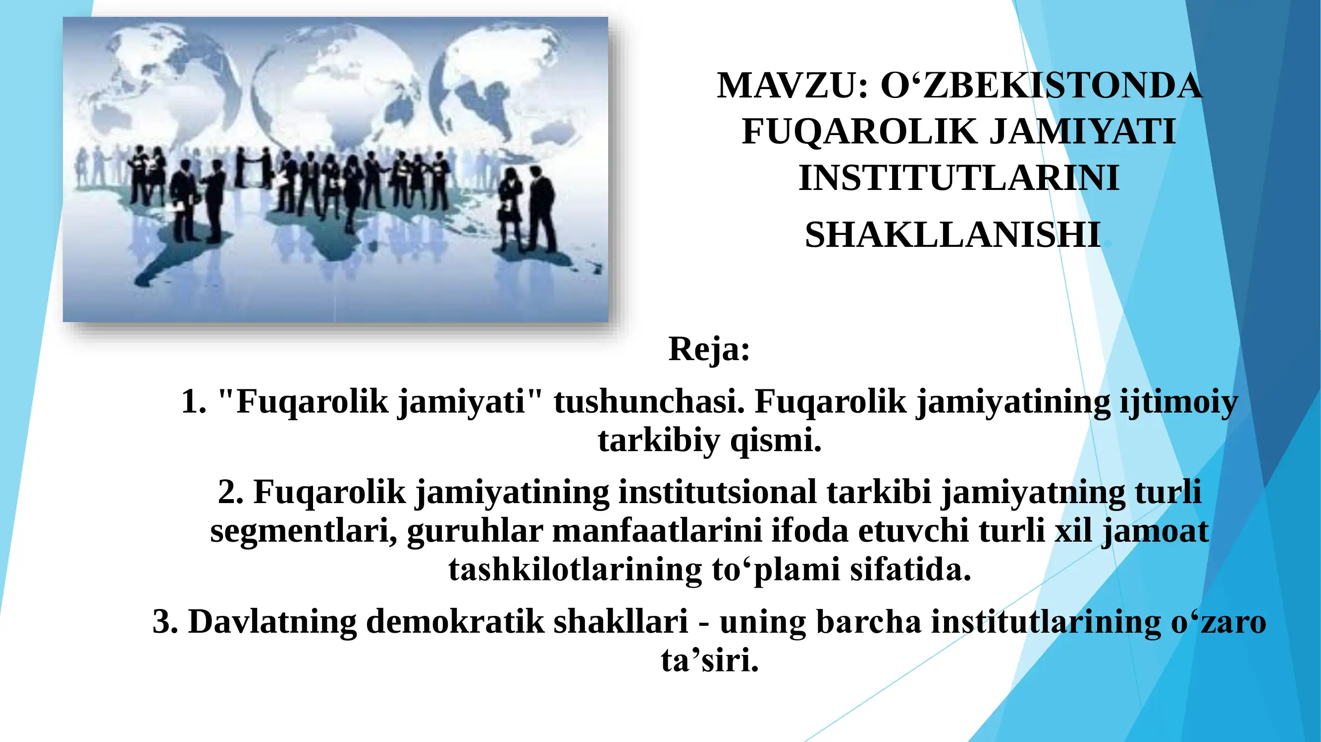 Fuqarolik jamiiyati institutlarini shakllanishi