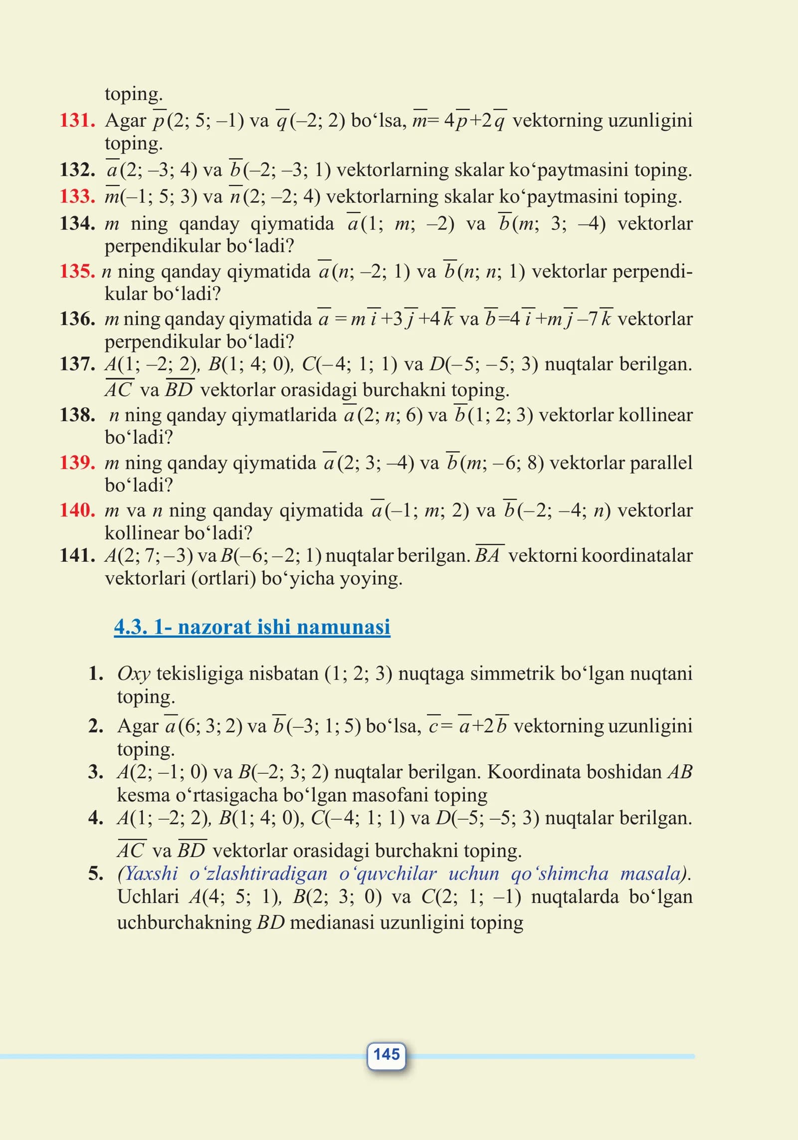 Vektorlarning skalar ko'paytmasi