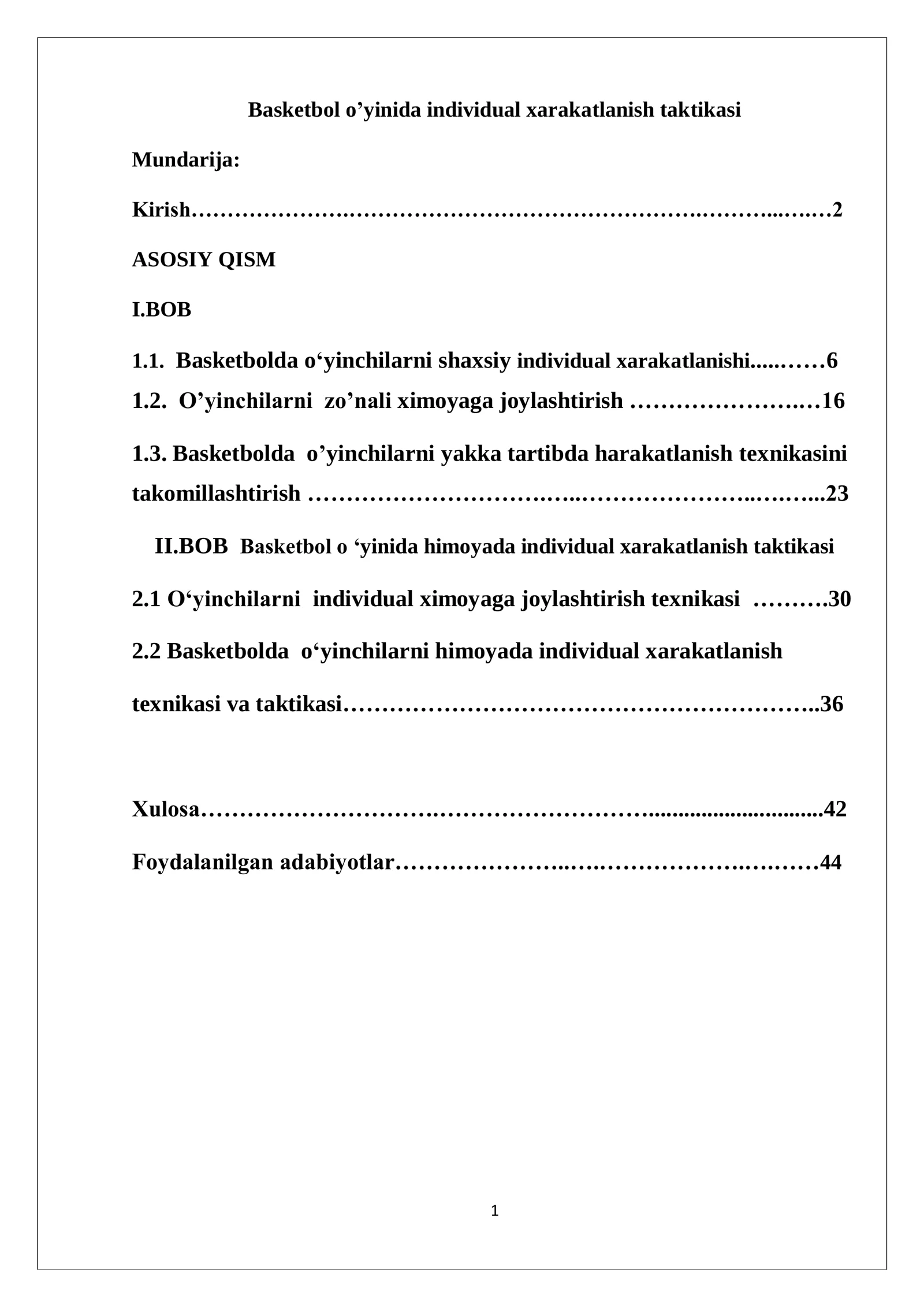 Basketbol o’yinida individual xarakatlanish taktikasi