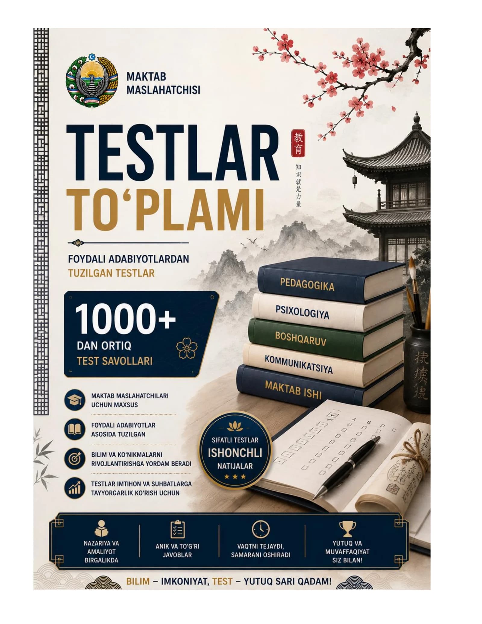 MAKTAB MASLAHATCHISI LAVOZIMIGA ISHGA KIRISH TEST SINOVlARI