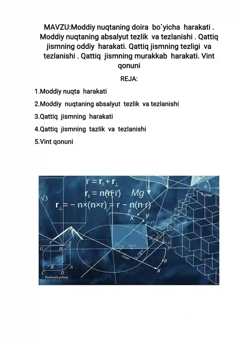 Moddiy nuqta harakati