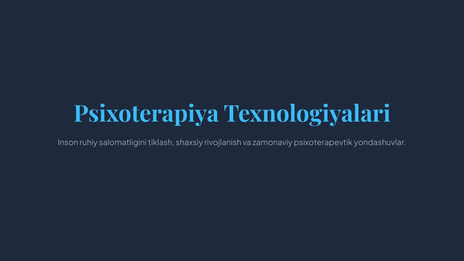 Psixoterapiya Texnologiyalari