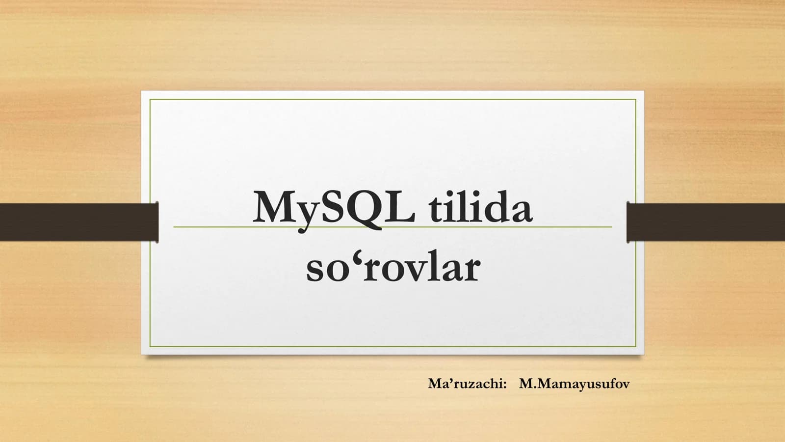 MySQL tilida so'rovlar
