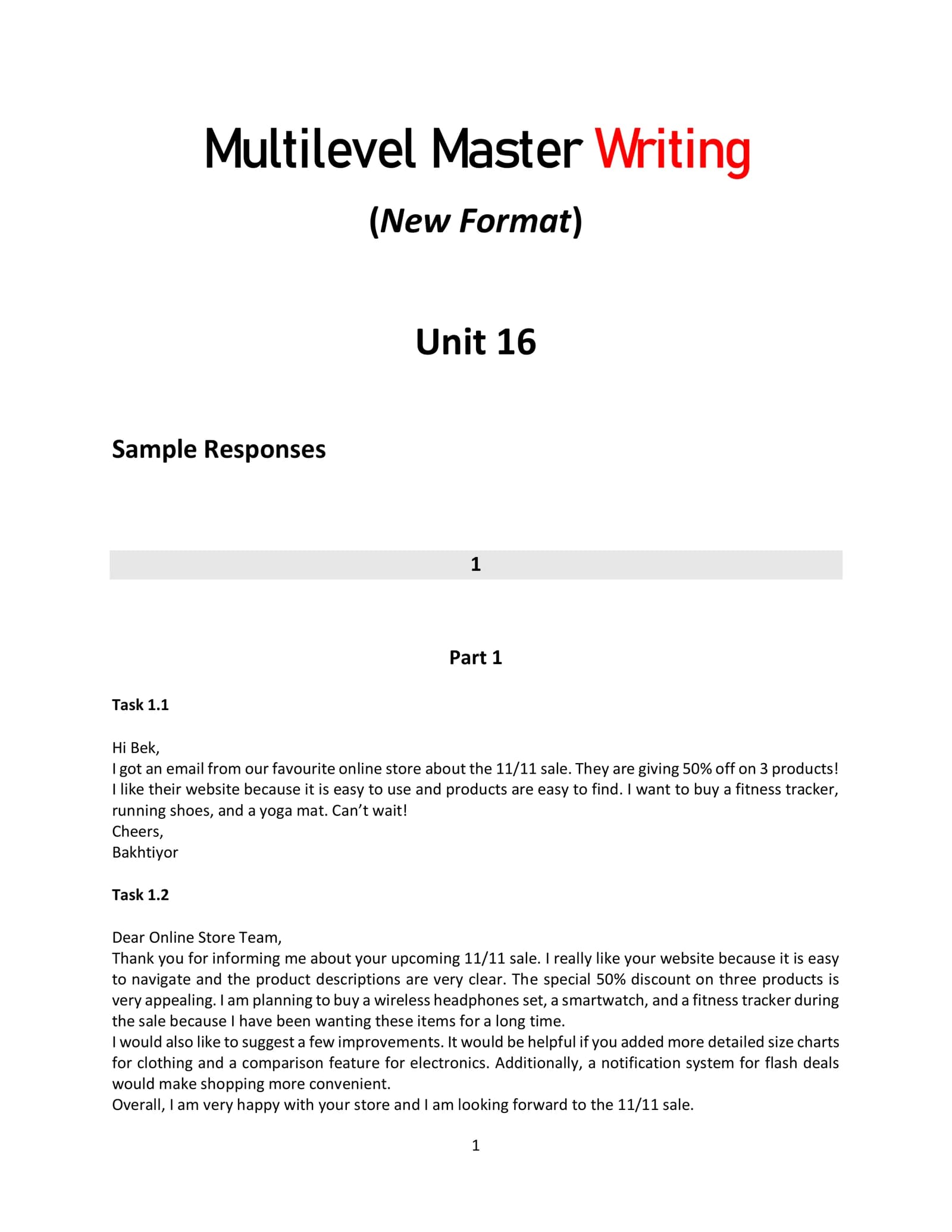 Multilevel Master Writing