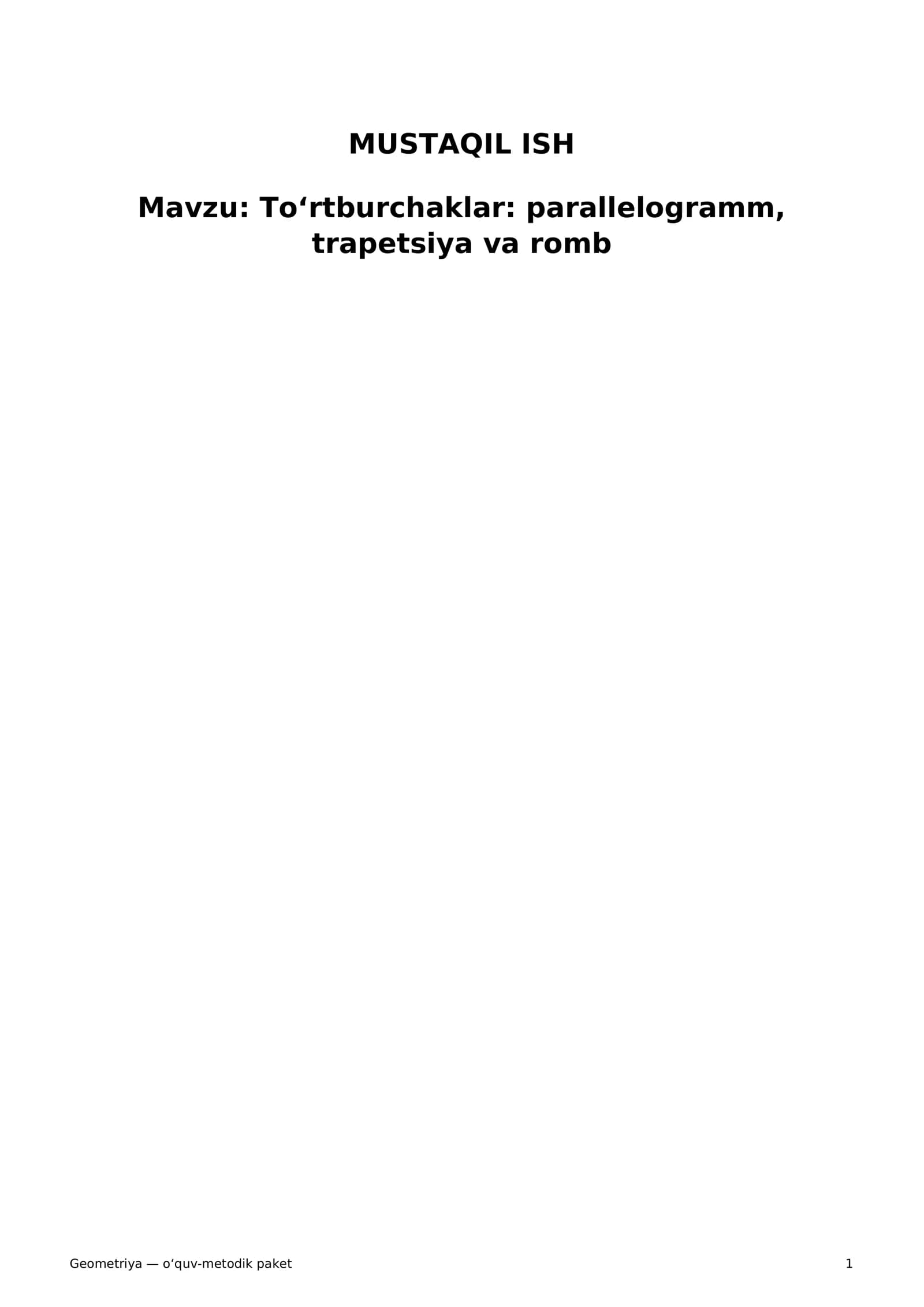 Geometriya - o‘quv-metodik paket
